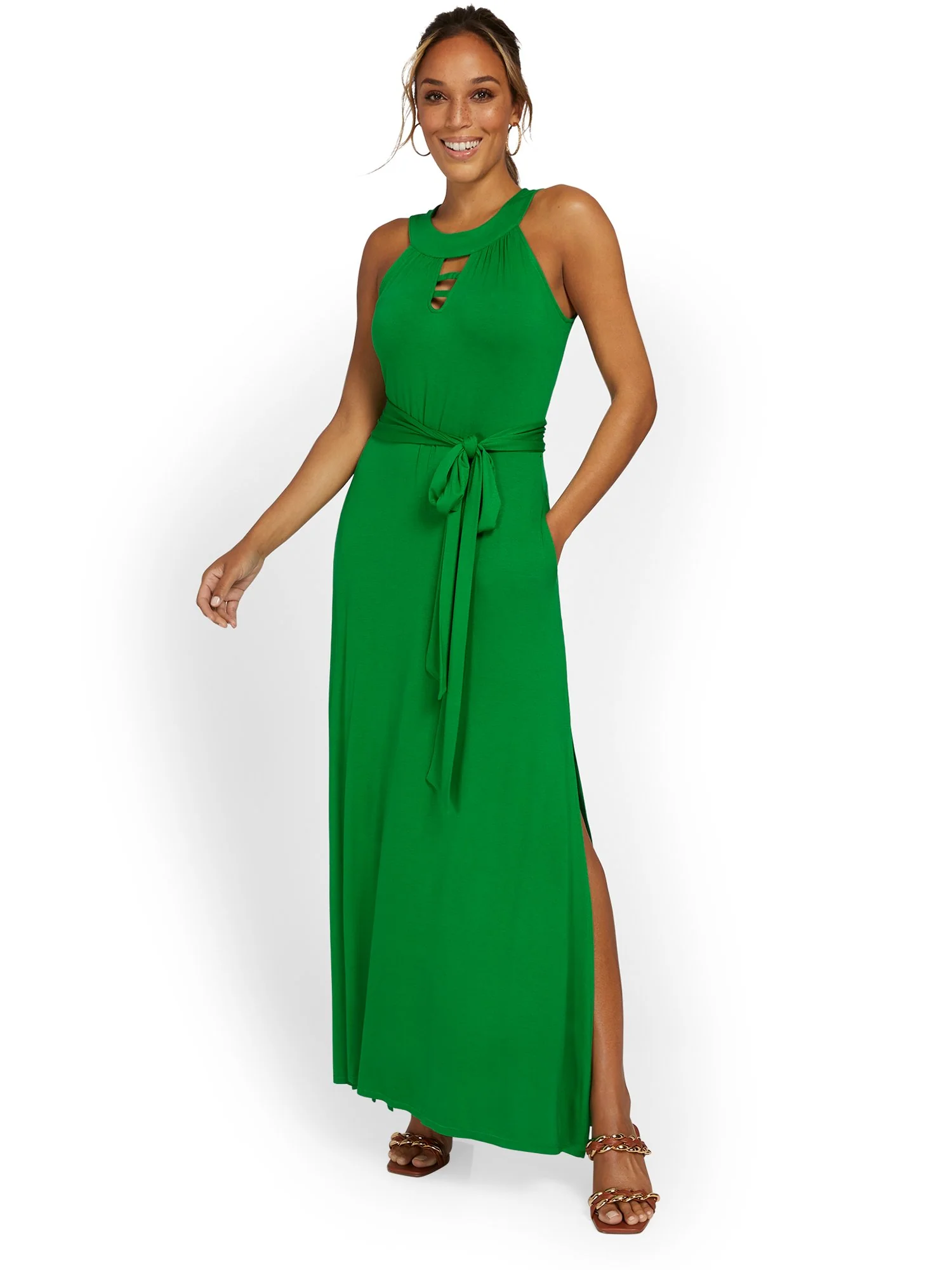 Tie-Waist Knit Maxi Dress - Image 9