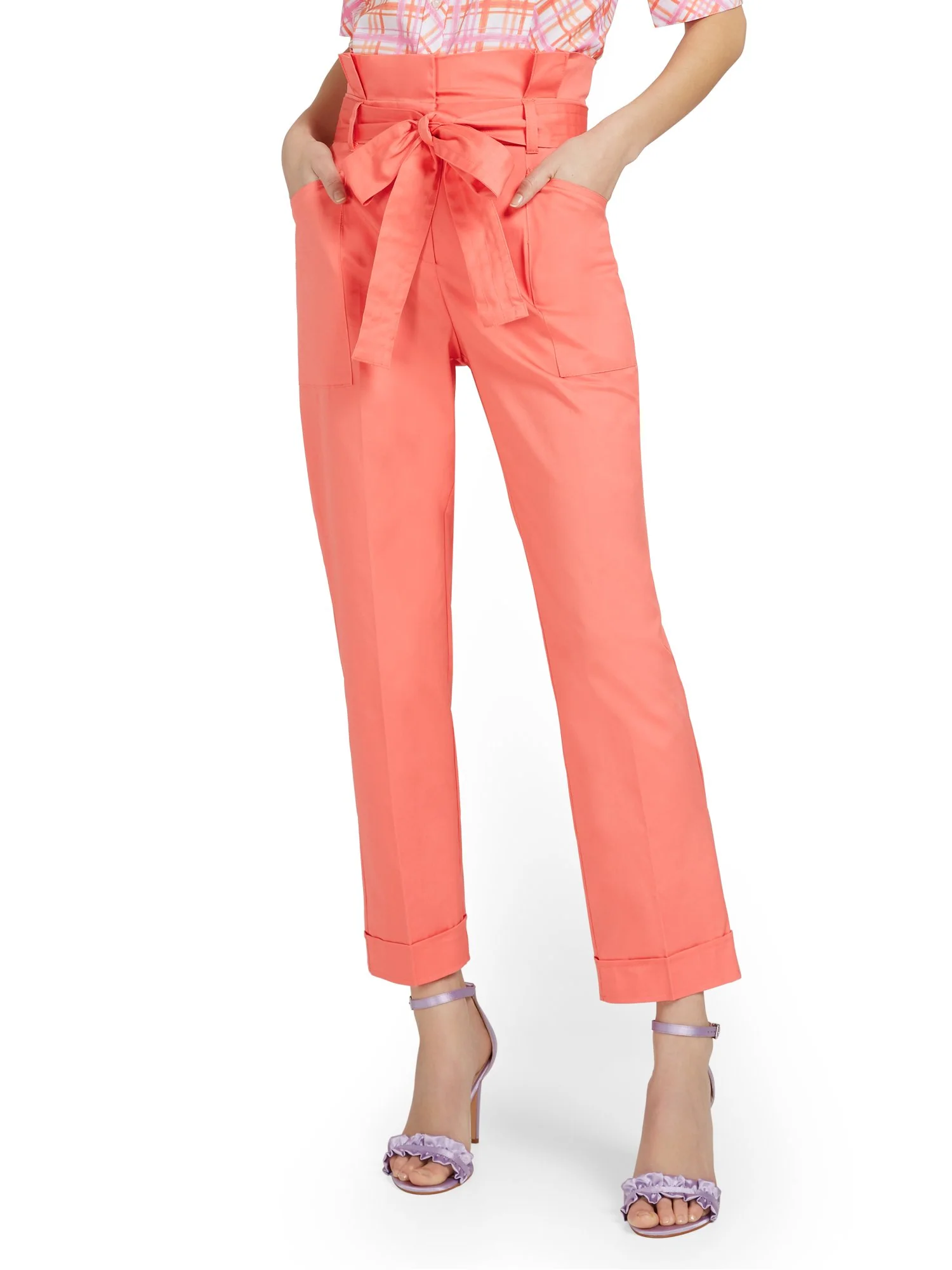 Tie-Waist Paperbag Ankle Pant