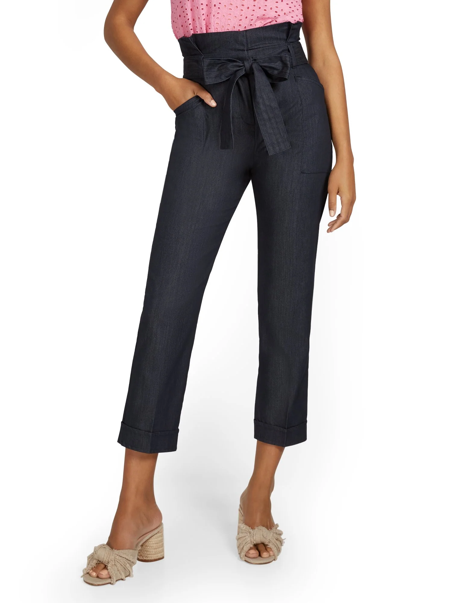 Tie-Waist Paperbag Ankle Pant - Image 2