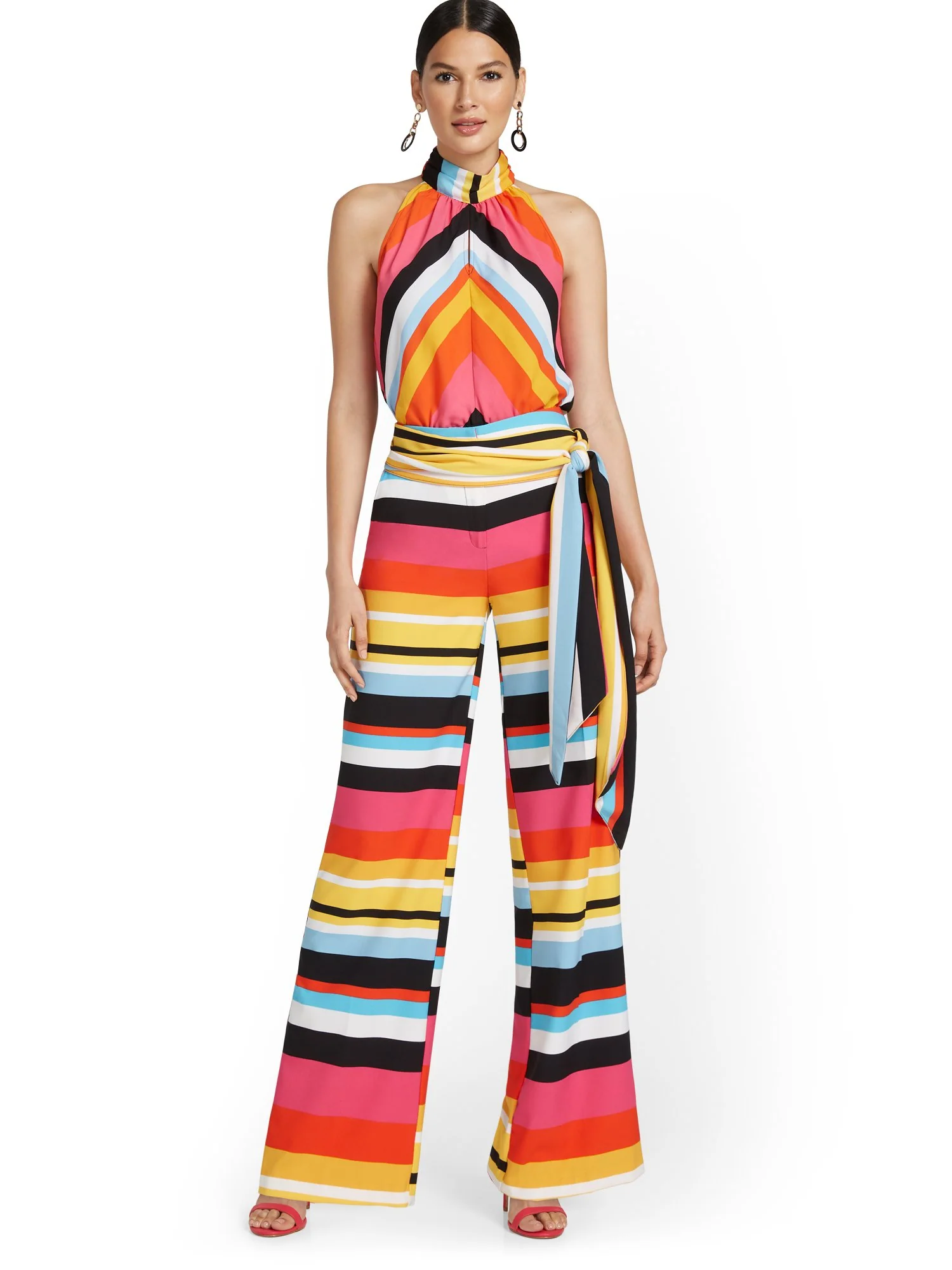 Tie-Waist Stripe Palazzo Pant - Image 5