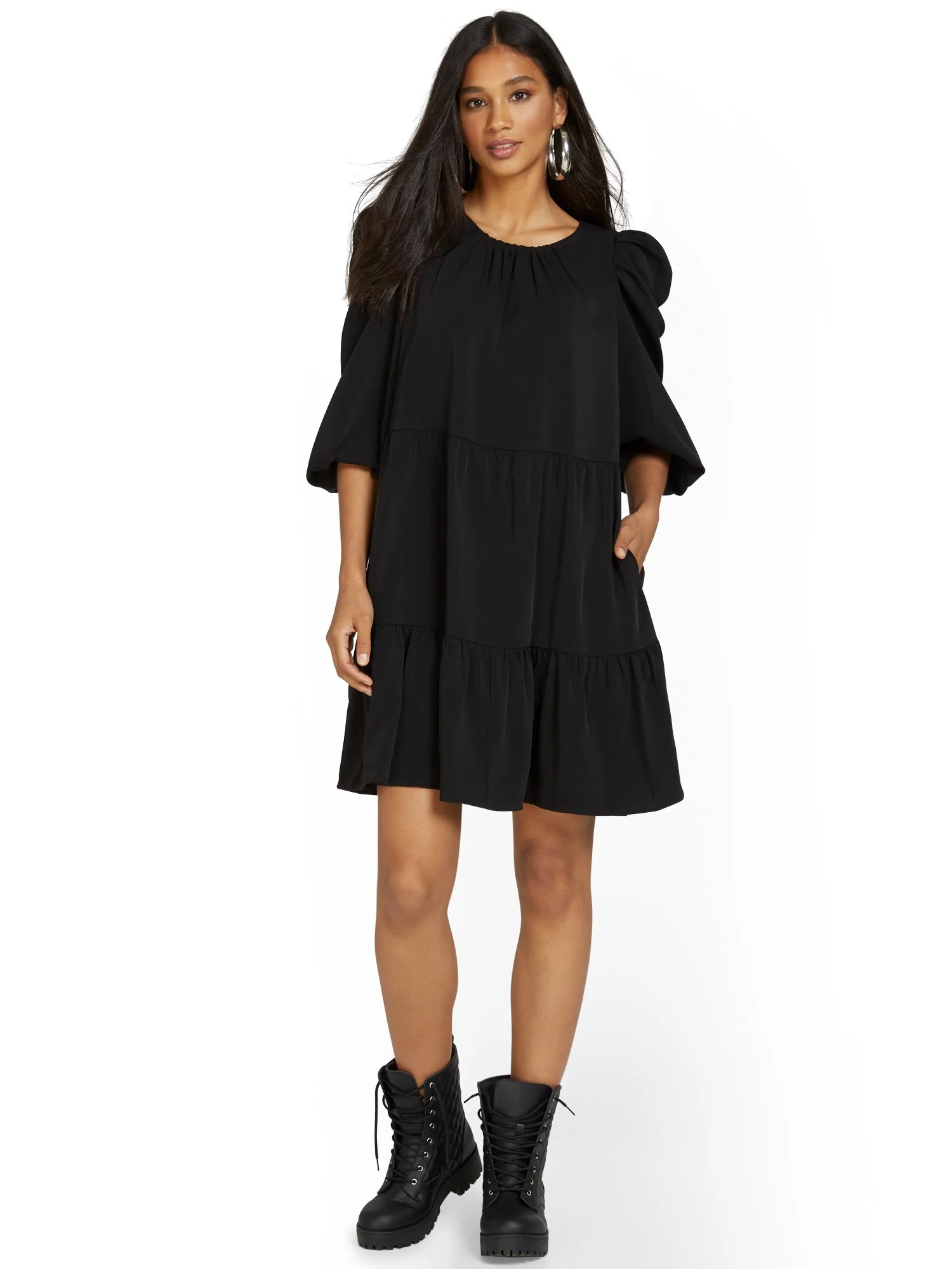 Tie-Waist Tiered Dress - Image 2