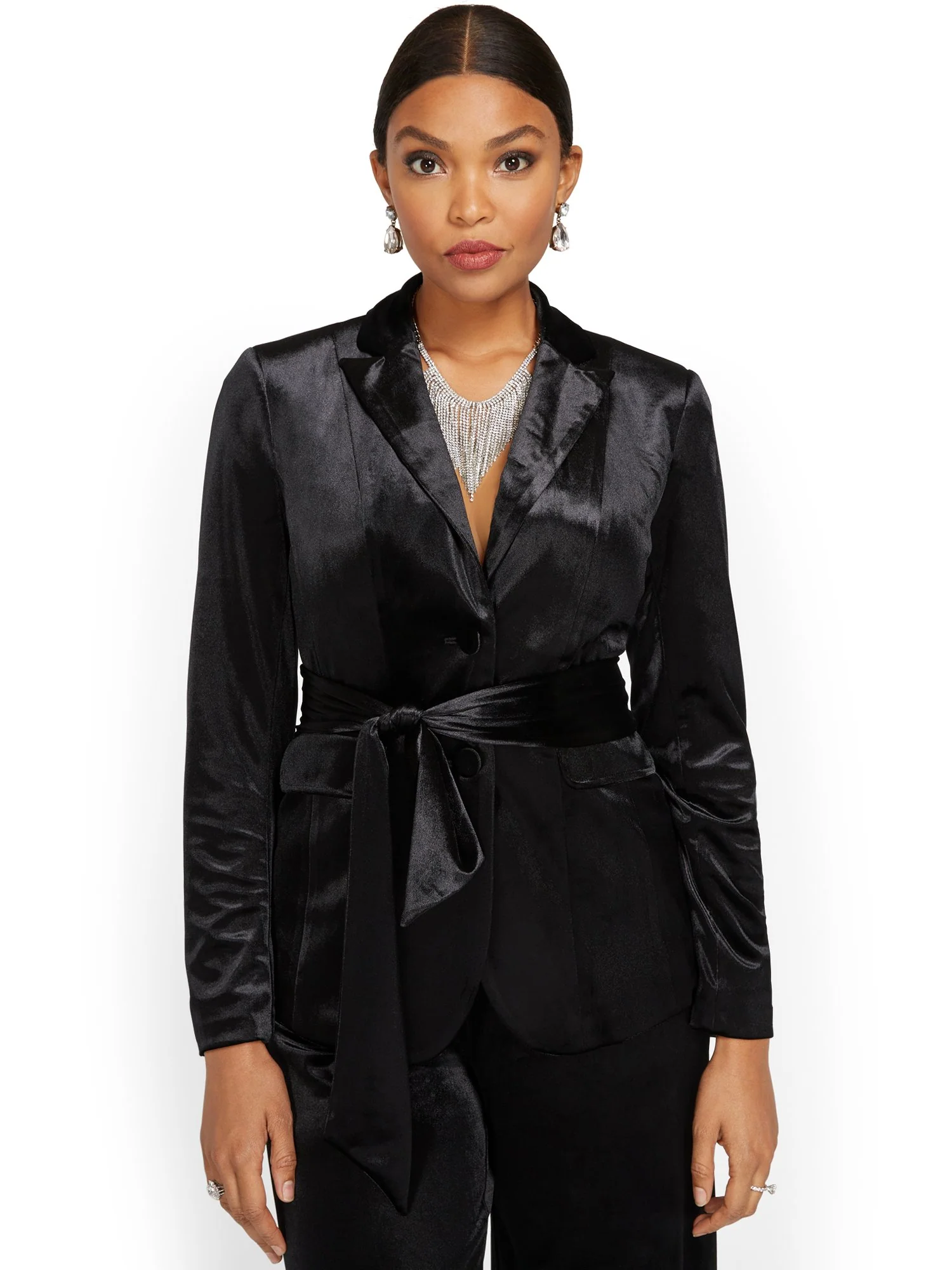 Tie-Waist Velvet Jacket