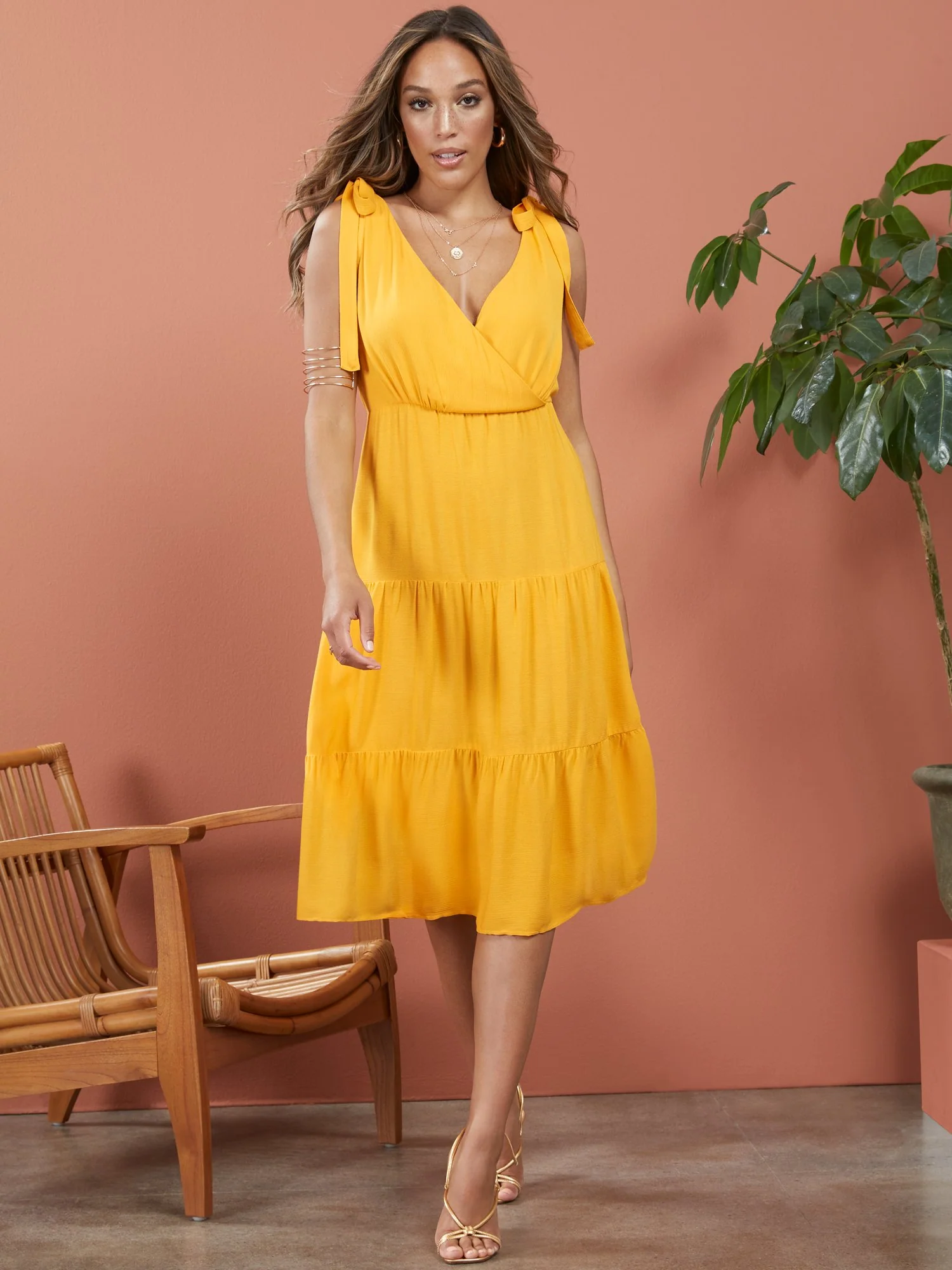Tiered Dress With Shoulder Ties - Image 8