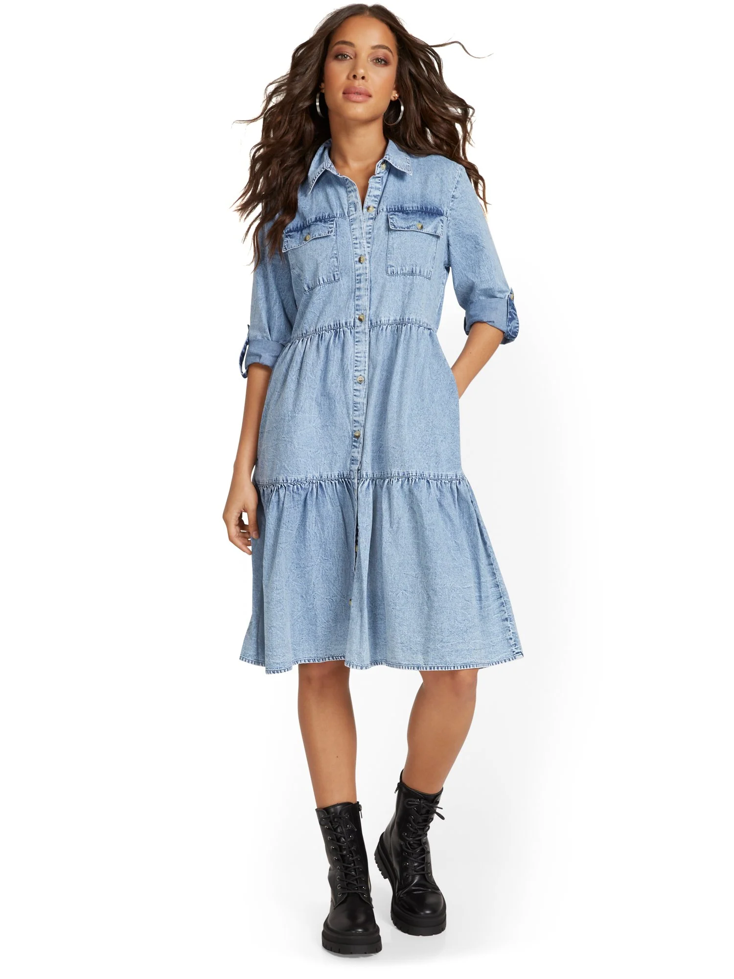Tiered Maxi Shirtdress - Image 4