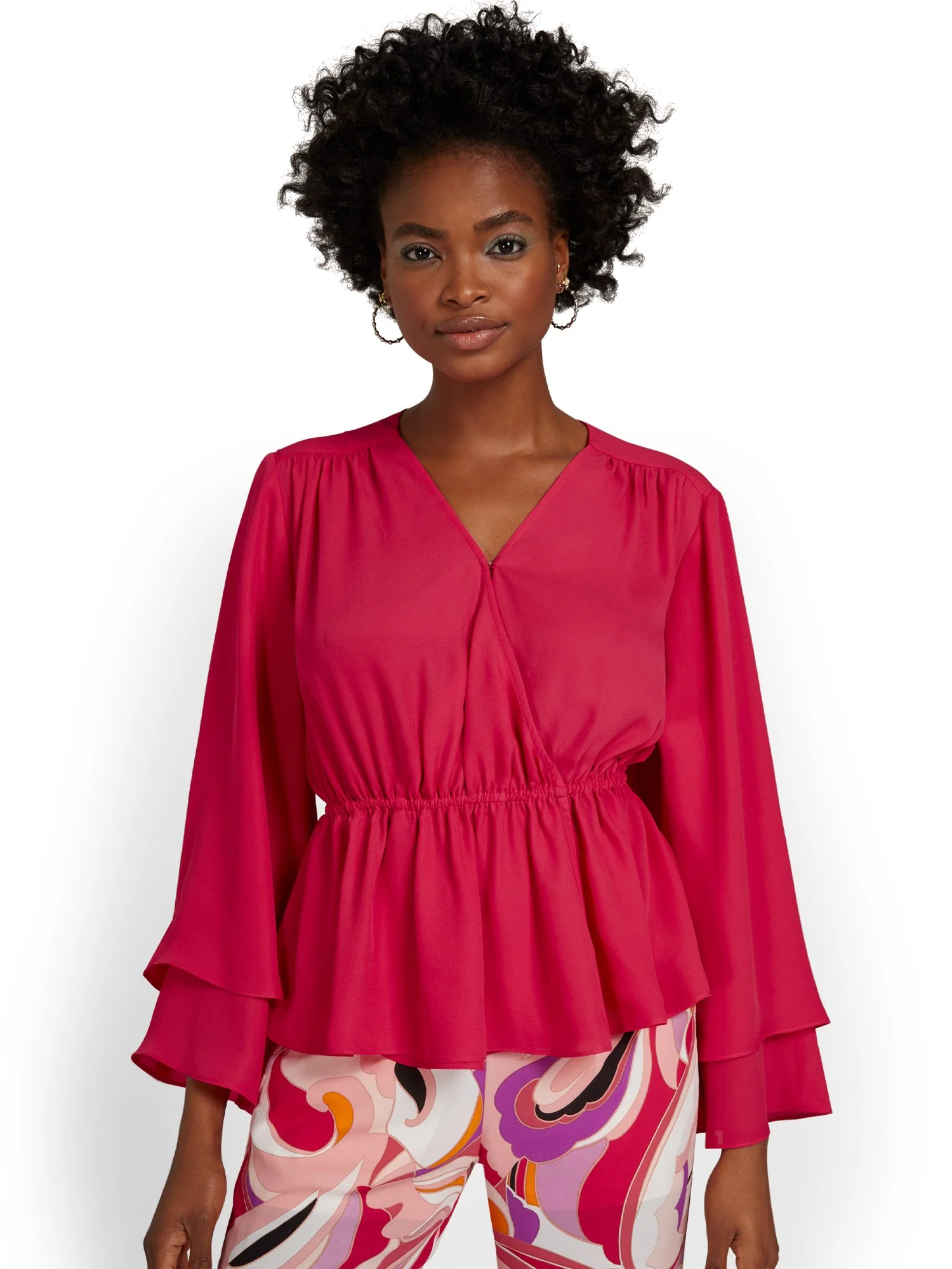Tiered Surplice Blouse