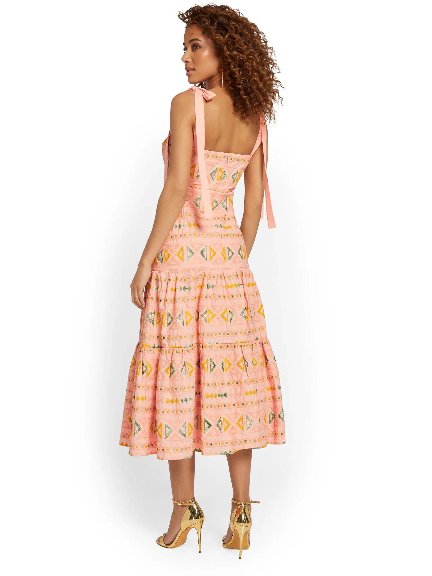 Just Me Tribal-Embroidered Cut-Out Midi Dress - Brands We Love - Image 3