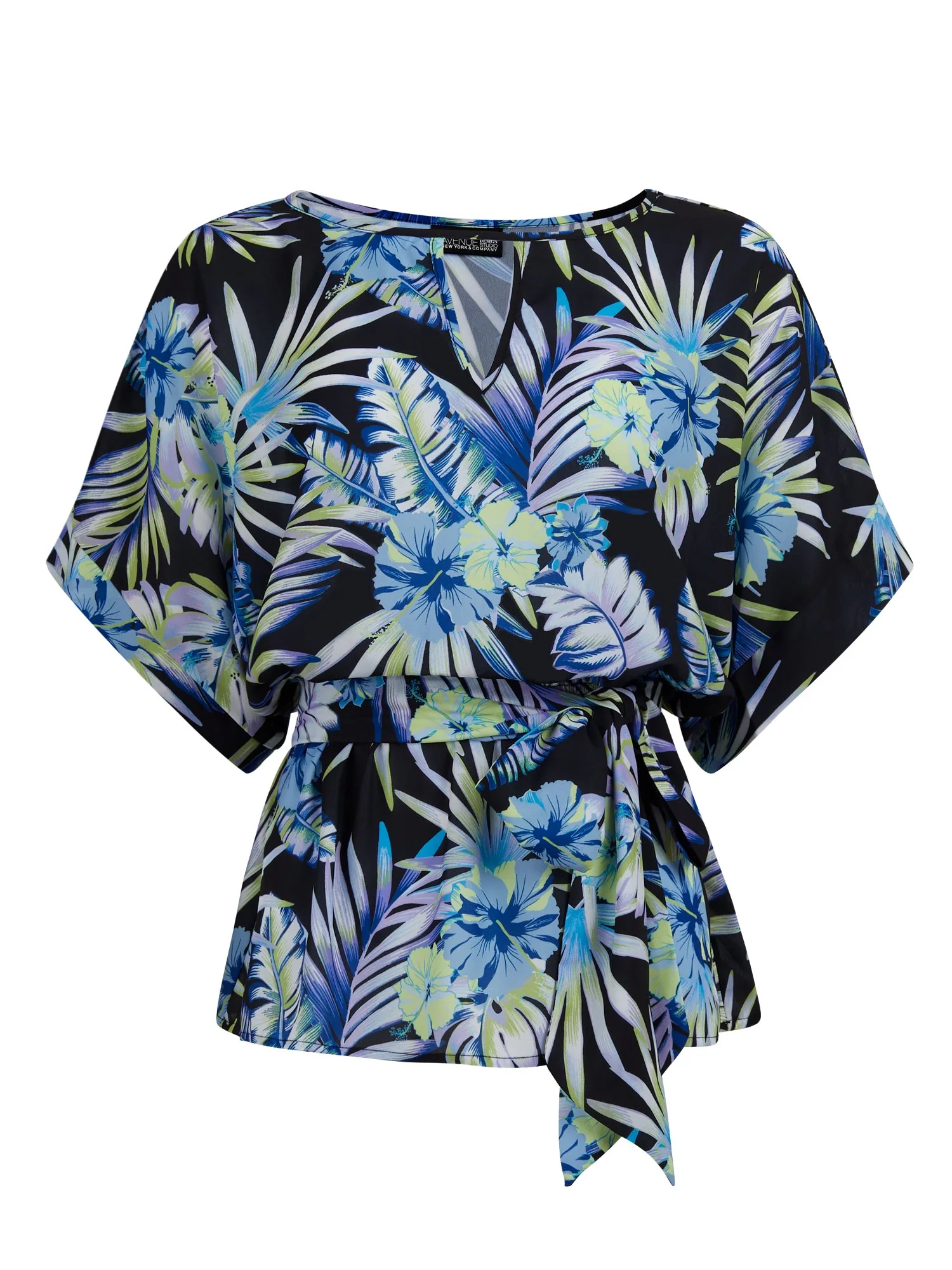 Tropical-Print Bow-Front Kimono Top - Image 2