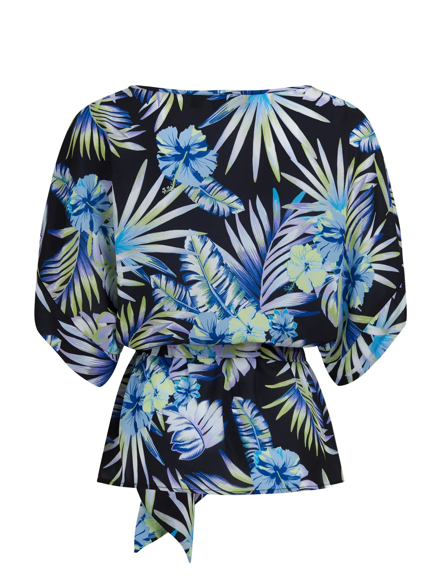 Tropical-Print Bow-Front Kimono Top - Image 3