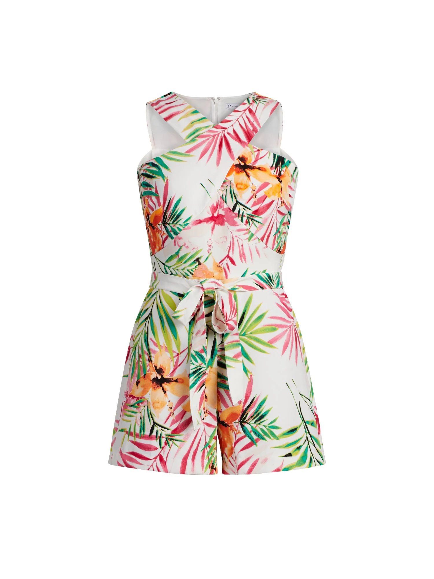 Tropical-Print Cross Front Romper - Image 2