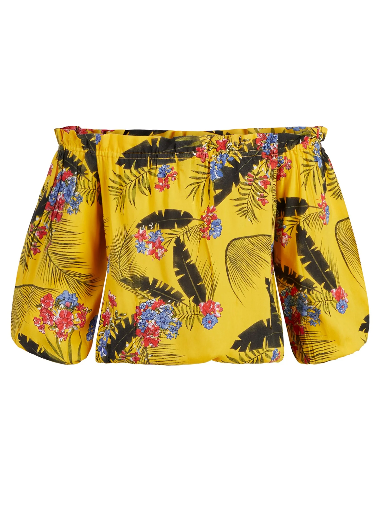 Tropical Print Off-The-Shoulder Wrap Top - Image 3