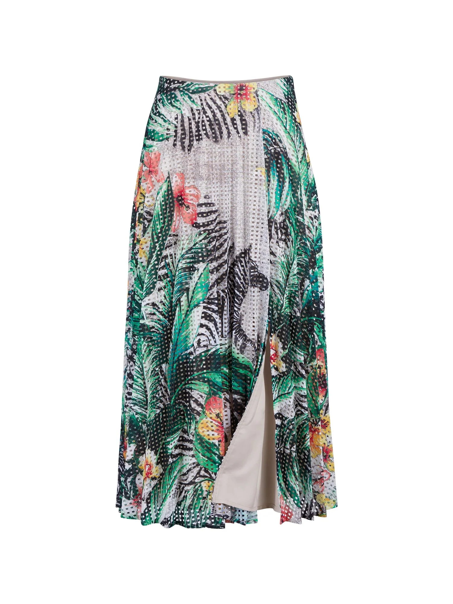 Tropical-Print Pleated Skirt - Image 4