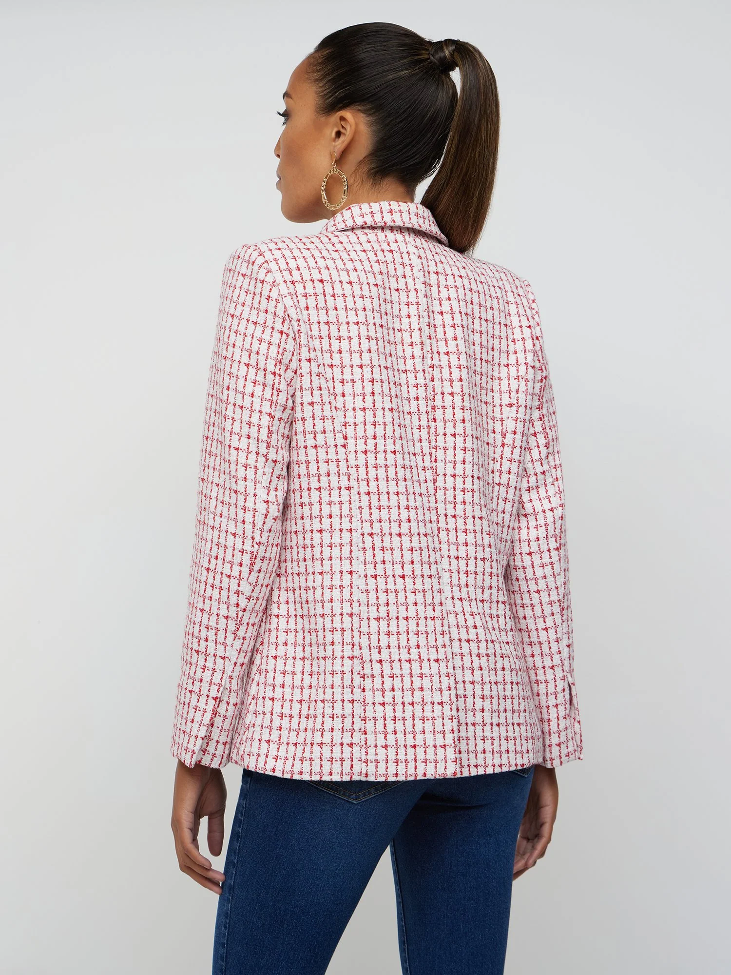 Tweed Check Double-Breasted Blazer - Image 2