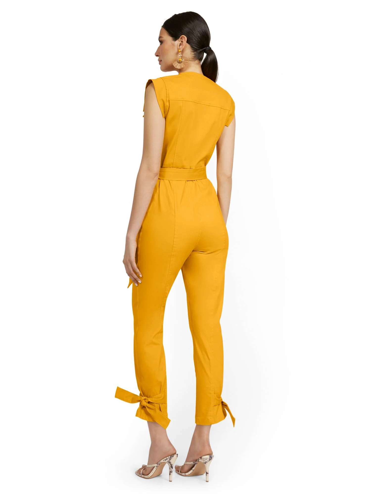 Two-Pocket Ankle-Tie Utility Jumpsuit - Image 3