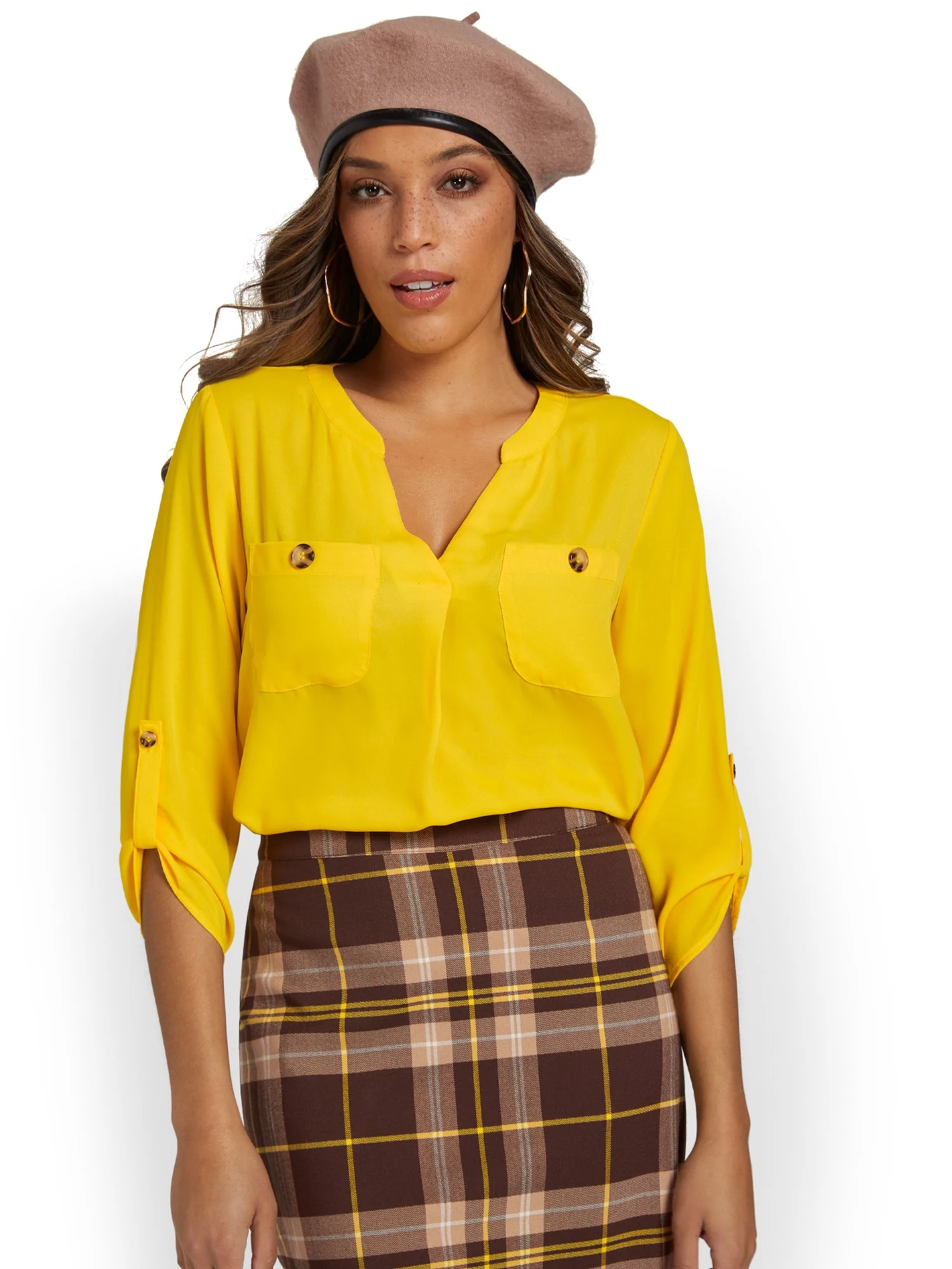 Two-Pocket Tab-Sleeve Blouse - Image 5