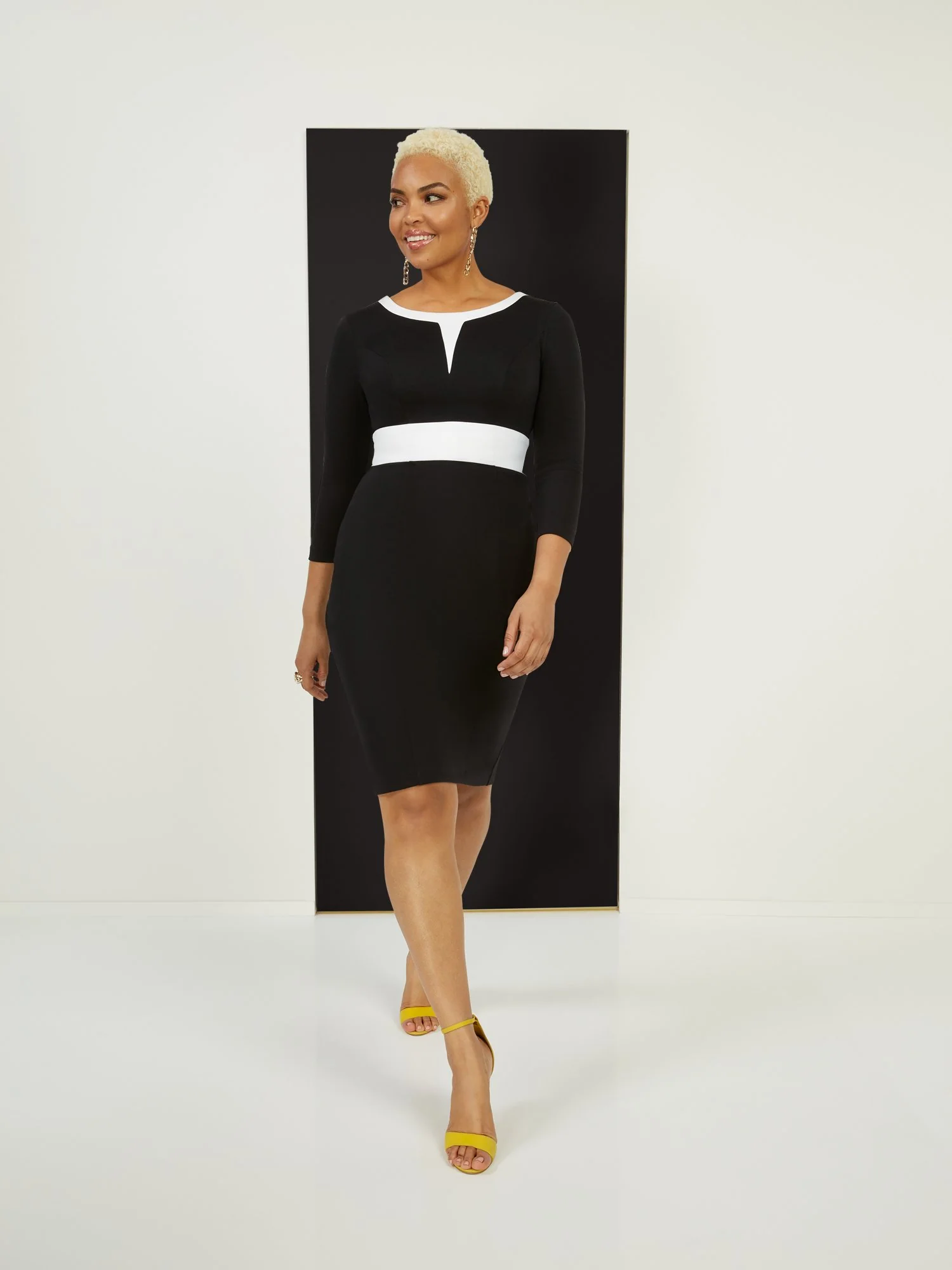 Two-Toned Sheath Ponte Dress - Superflex - Image 2