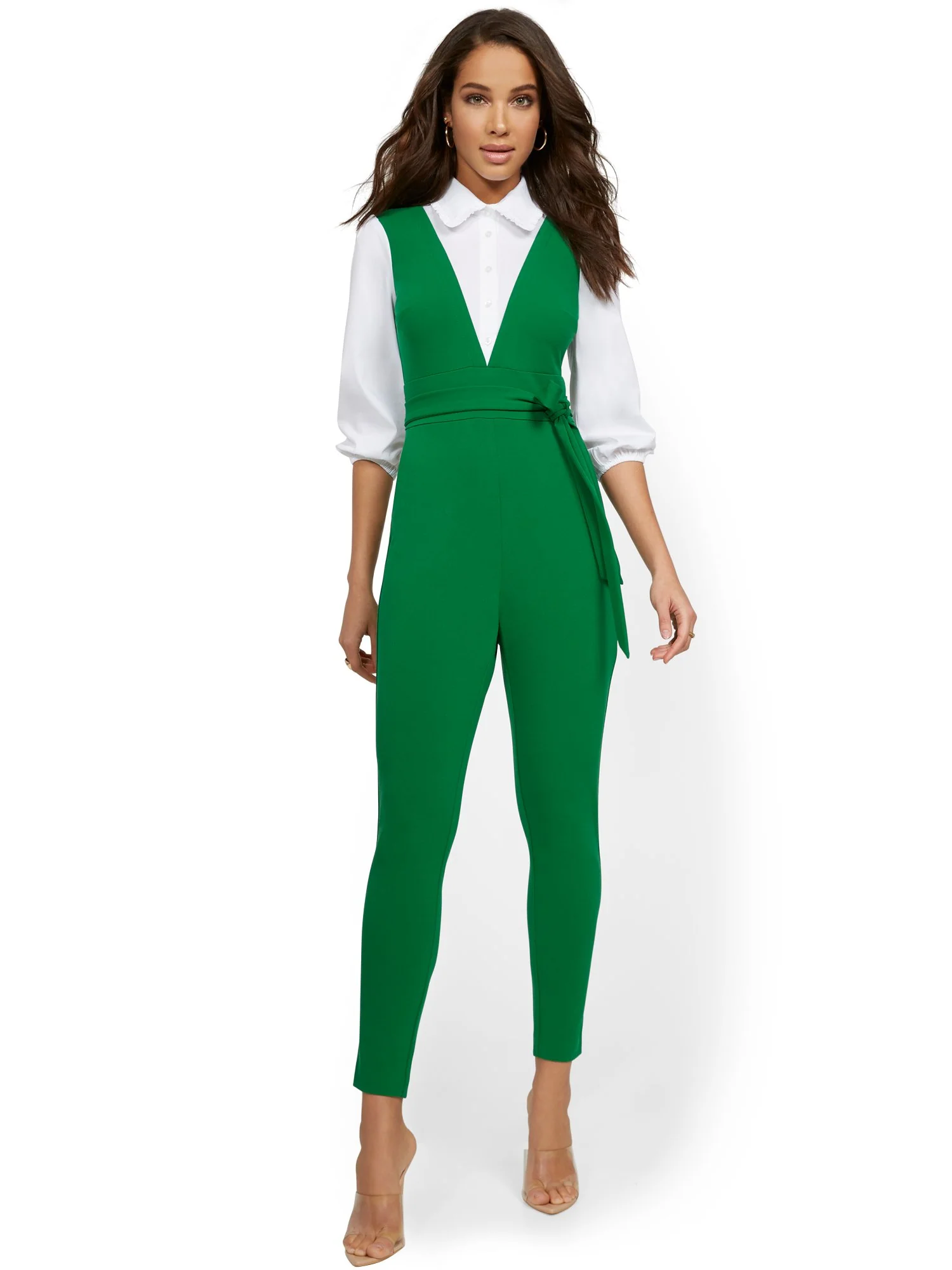 Twofer Jumpsuit With Poplin Shirt - Image 6