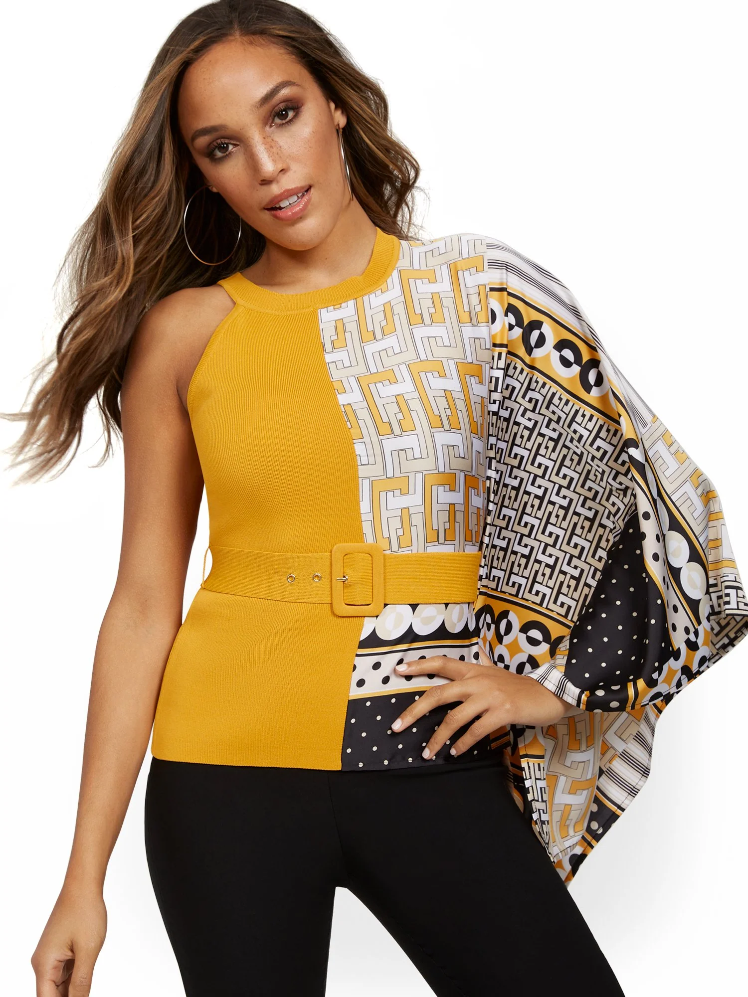 Twofer Tank Geo-Print Sweater - Image 2