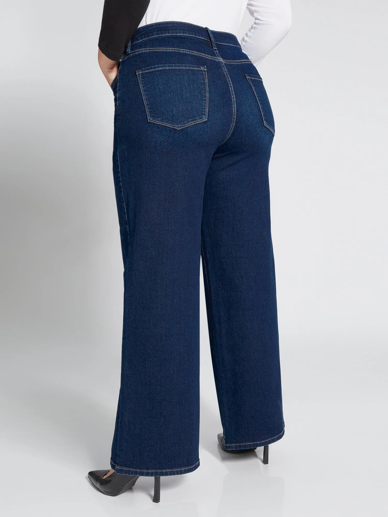 Ultra High-Waisted Wide-Leg Jeans - Dark Wash - Image 3
