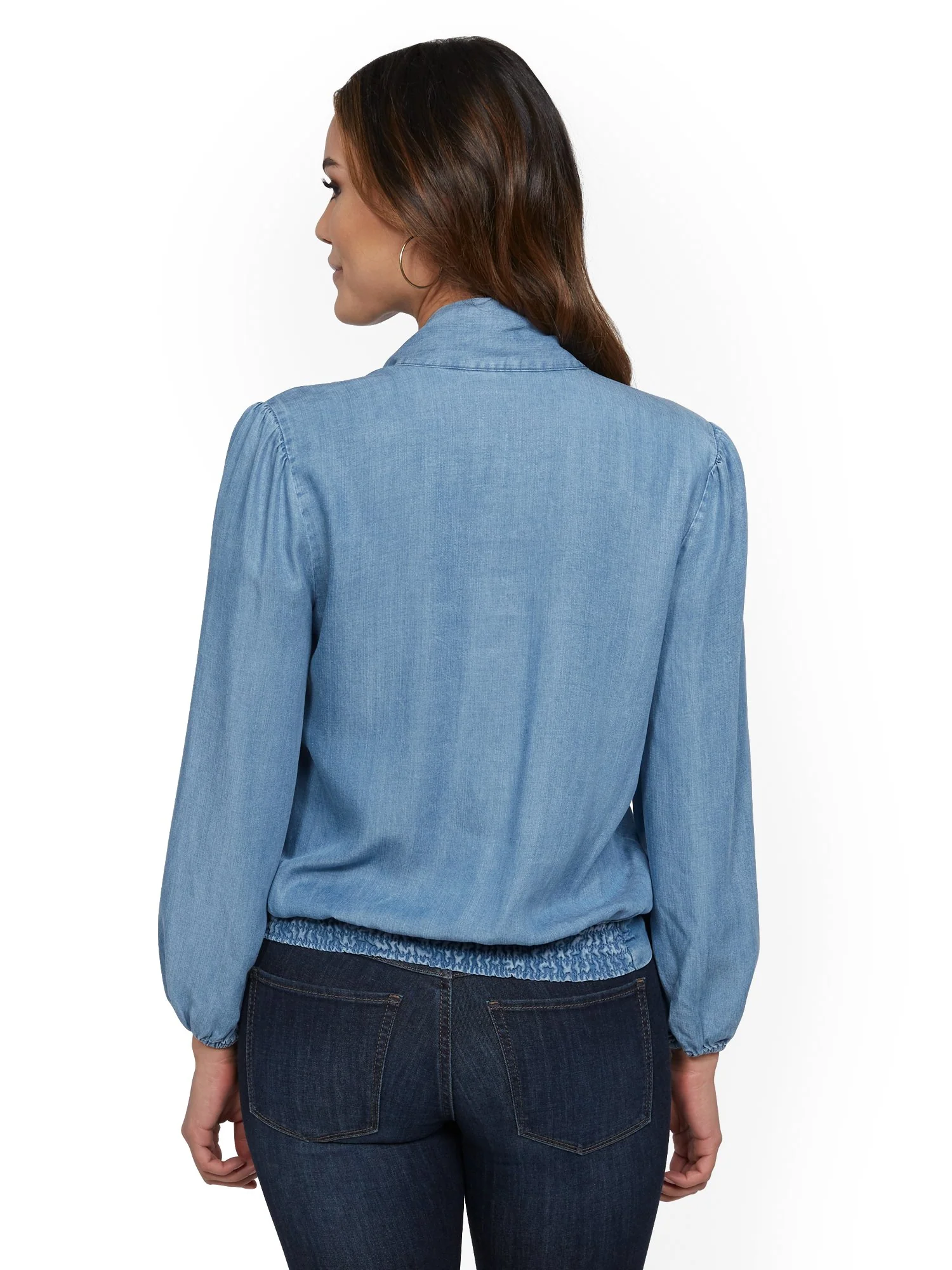 Ultra-Soft Chambray Tie-Front Top - Image 3