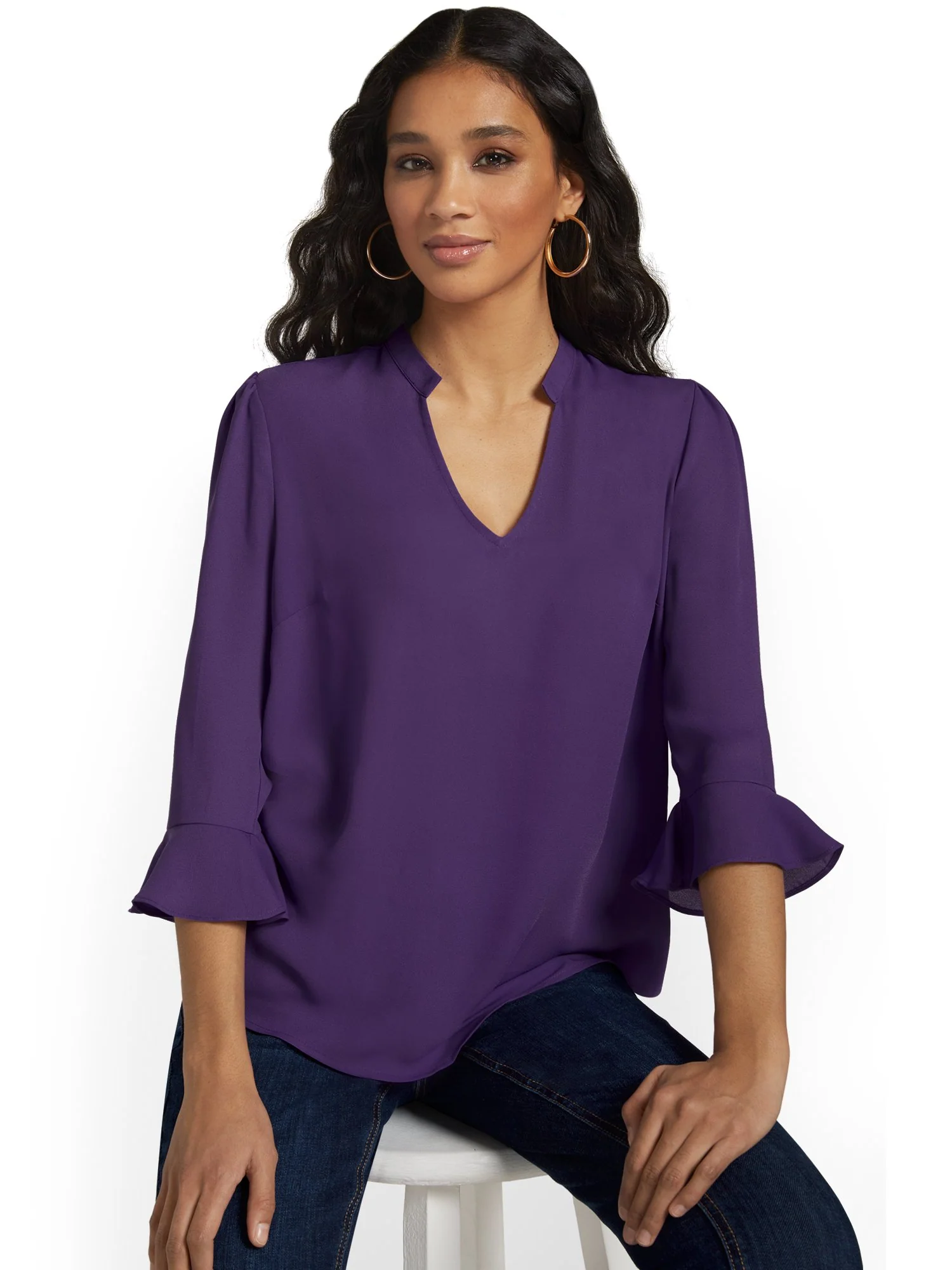 V-Neck Bell-Sleeve Top - Image 11