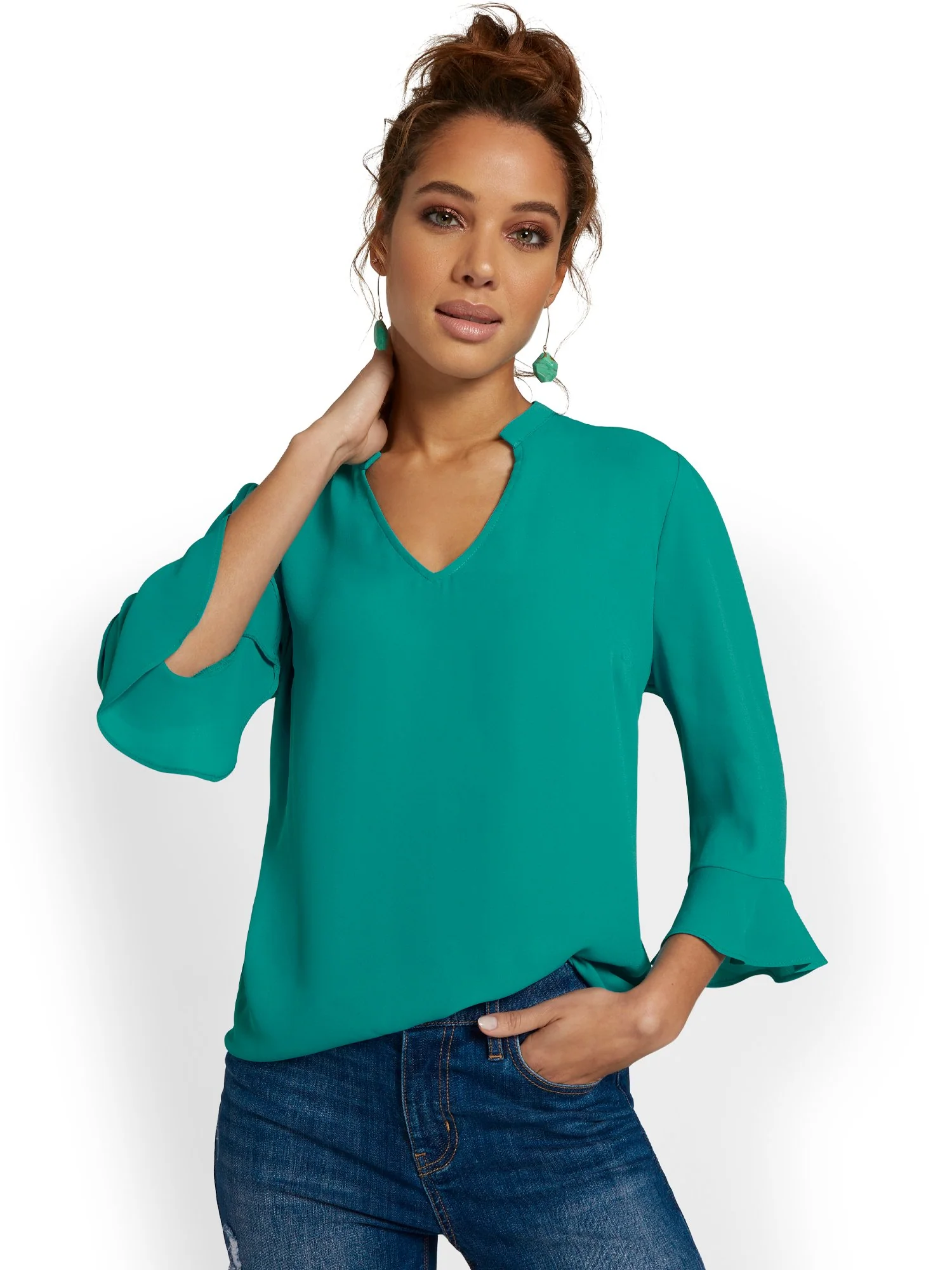 V-Neck Bell-Sleeve Top - Image 5