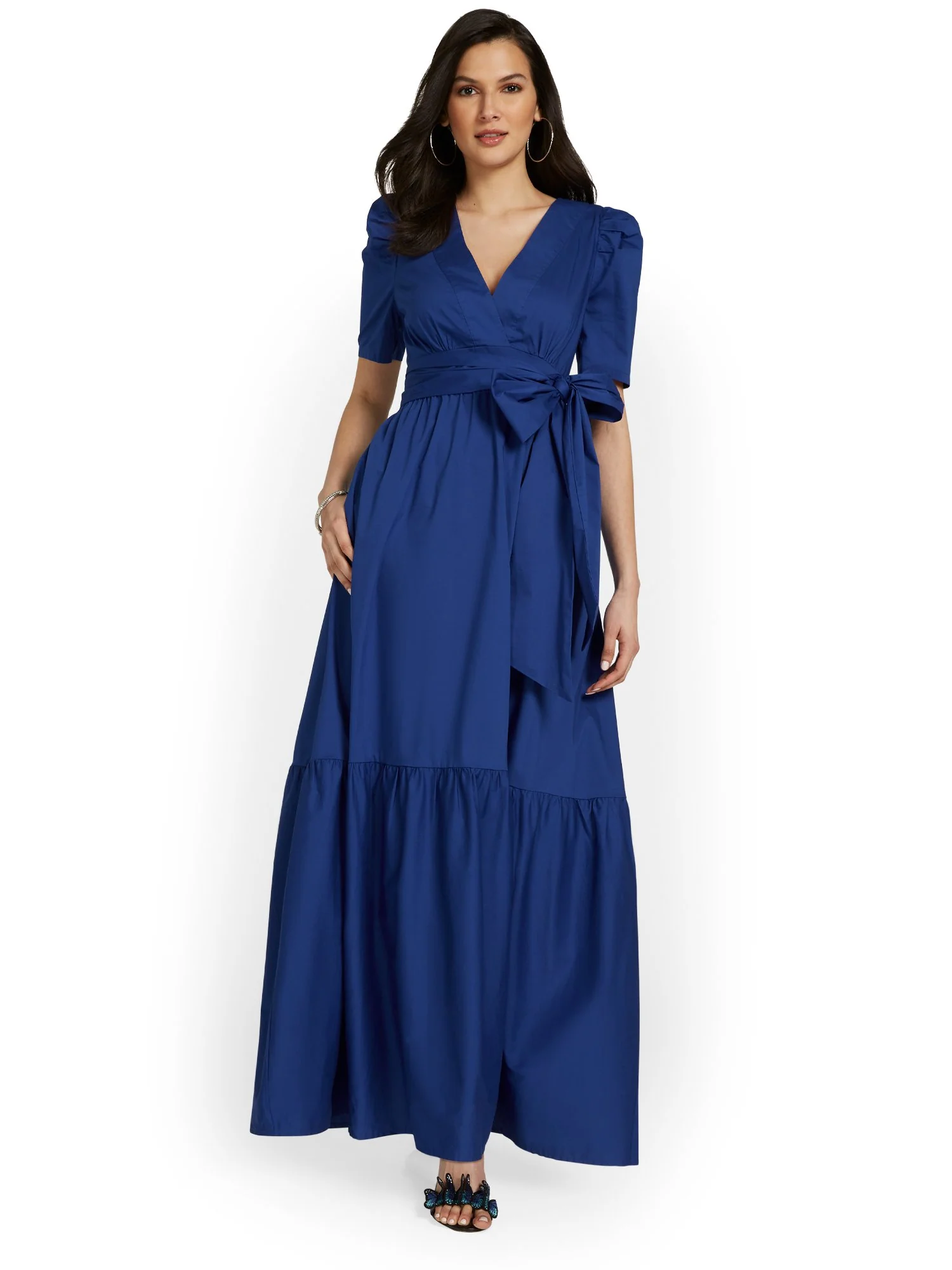 V-Neck Bow-Waist Maxi Dress - Image 2