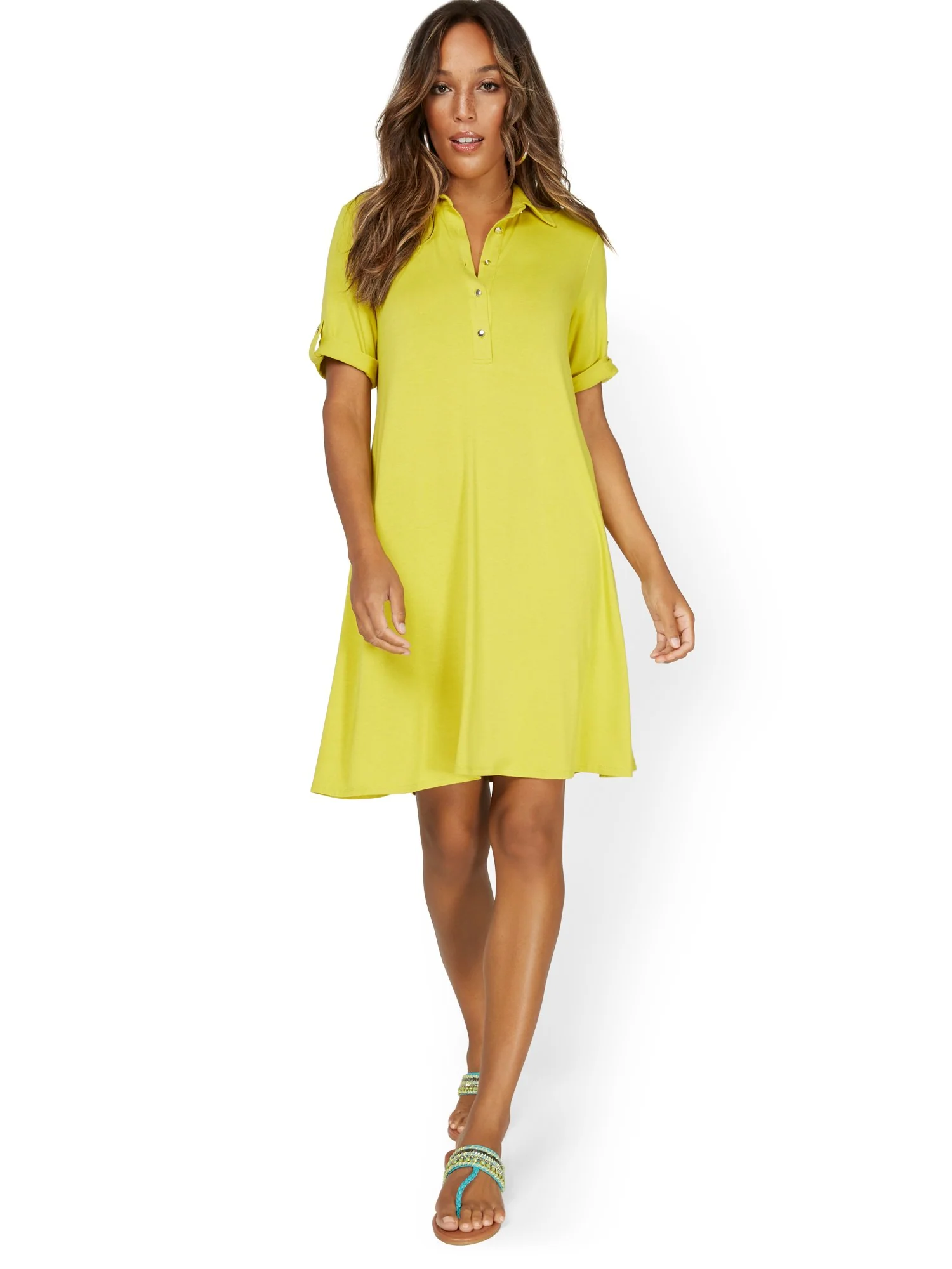 V-Neck Button-Front Polo Dress - Image 8