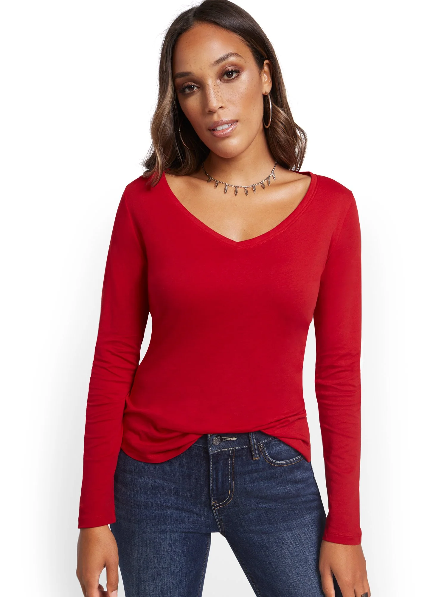 V-Neck Long-Sleeve Perfect Tee - Image 15