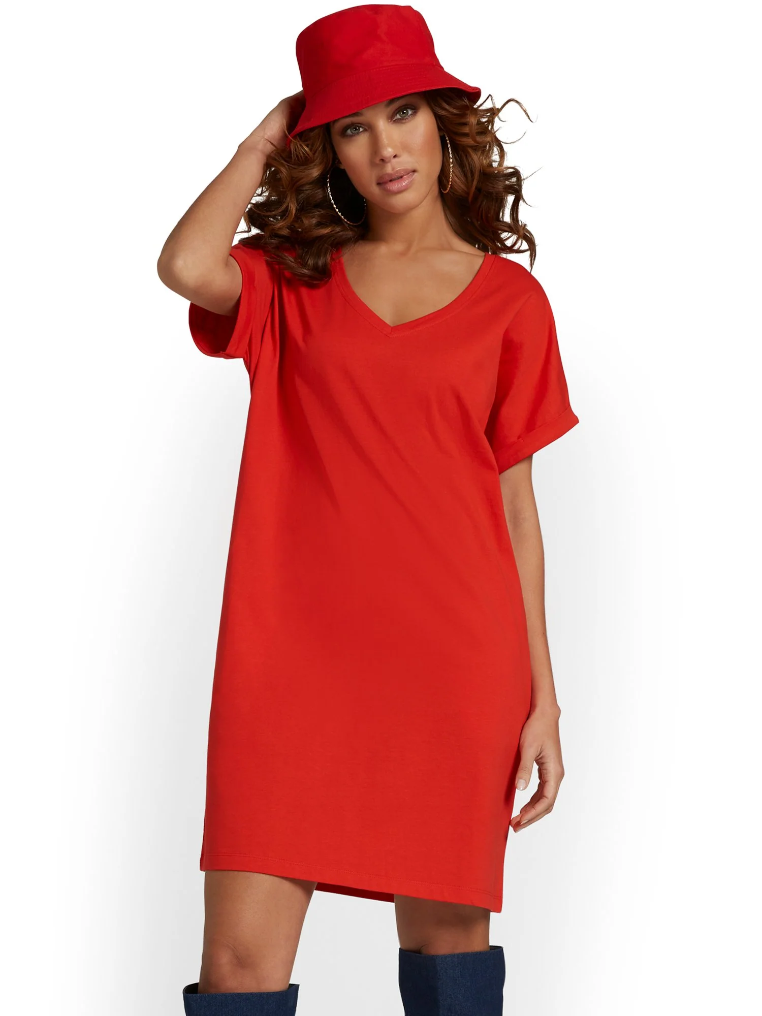 V-Neck Perfect Tee Dress - Image 22