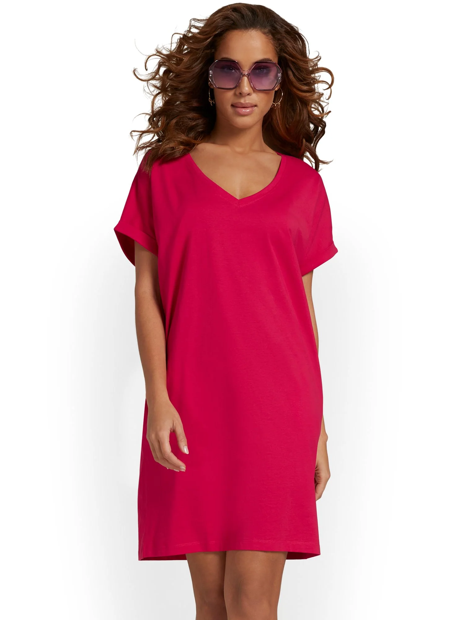 V-Neck Perfect Tee Dress - Image 5