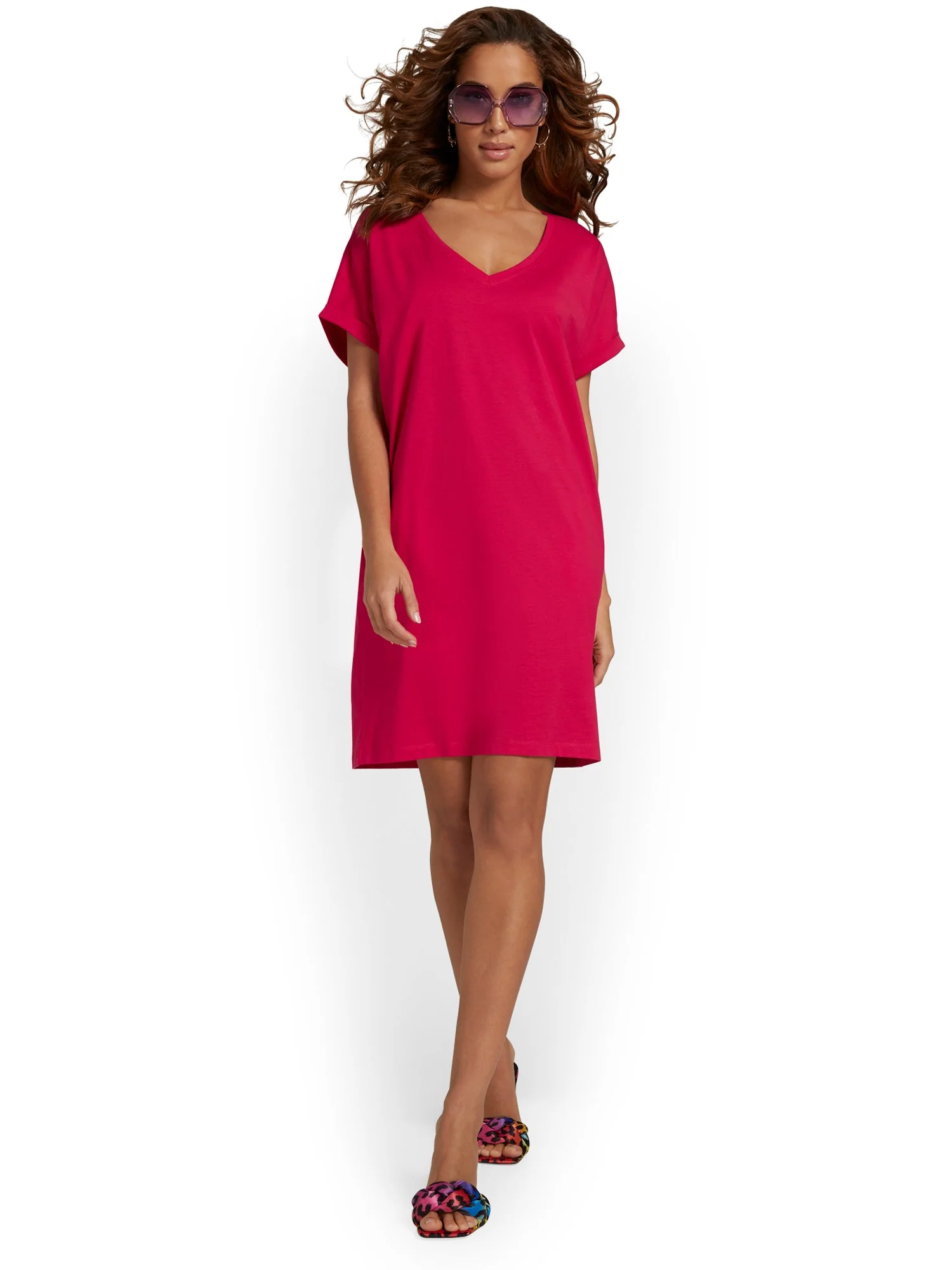 V-Neck Perfect Tee Dress - Image 7
