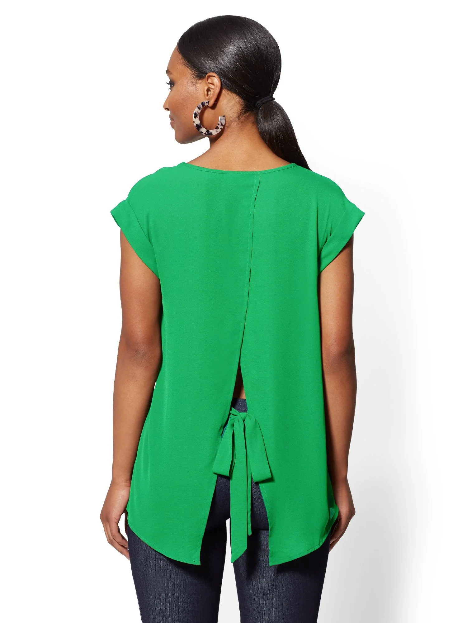 V-Neck Split-Back Blouse - 7th Avenue - Image 20