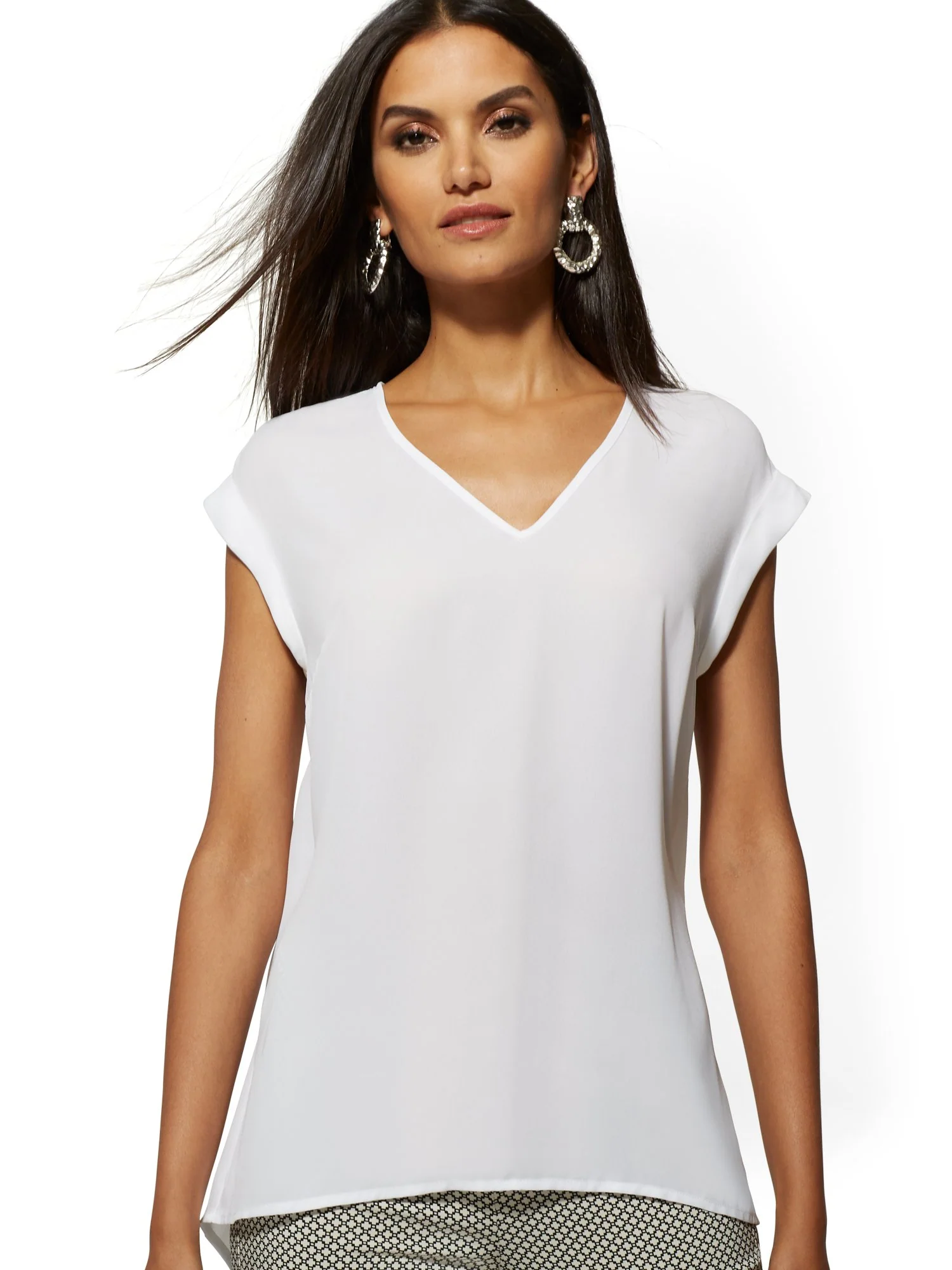 V-Neck Split-Back Blouse - 7th Avenue - Image 3