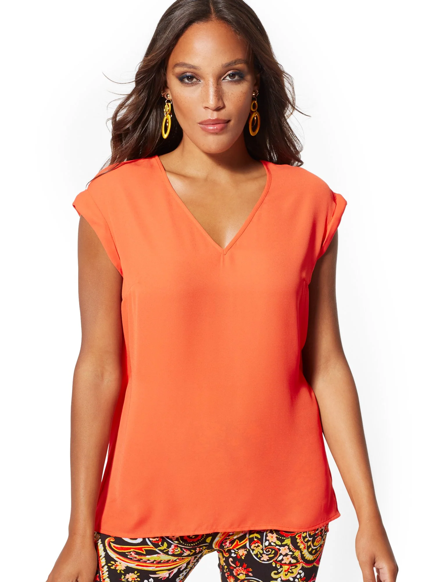 V-Neck Split-Back Blouse - 7th Avenue - Image 31
