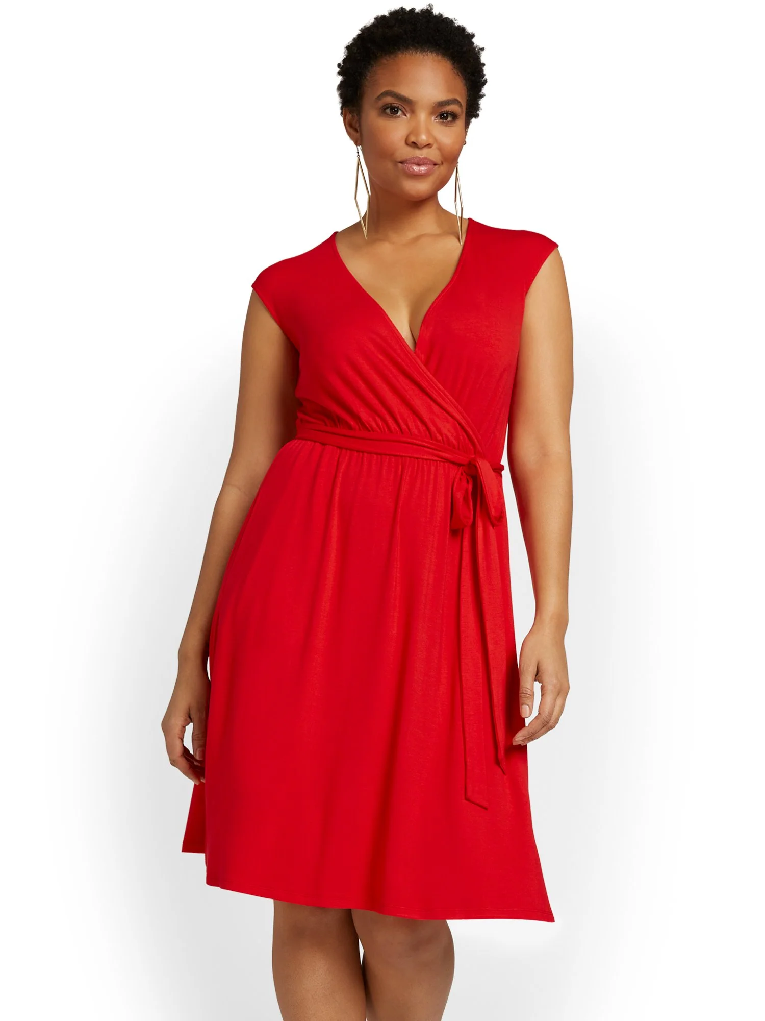 V-Neck Tie Waist Dress - Image 10