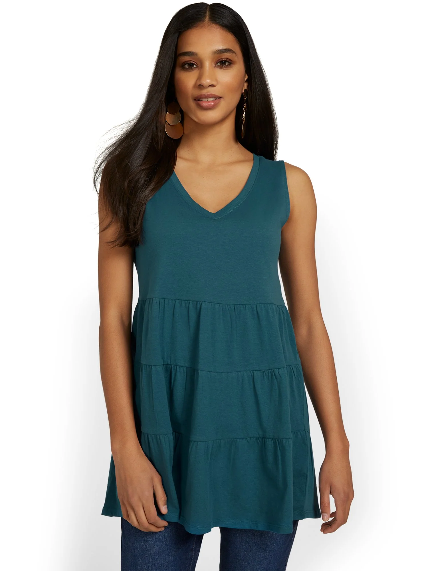 V-Neck Tiered Perfect Tee Tunic - Image 8