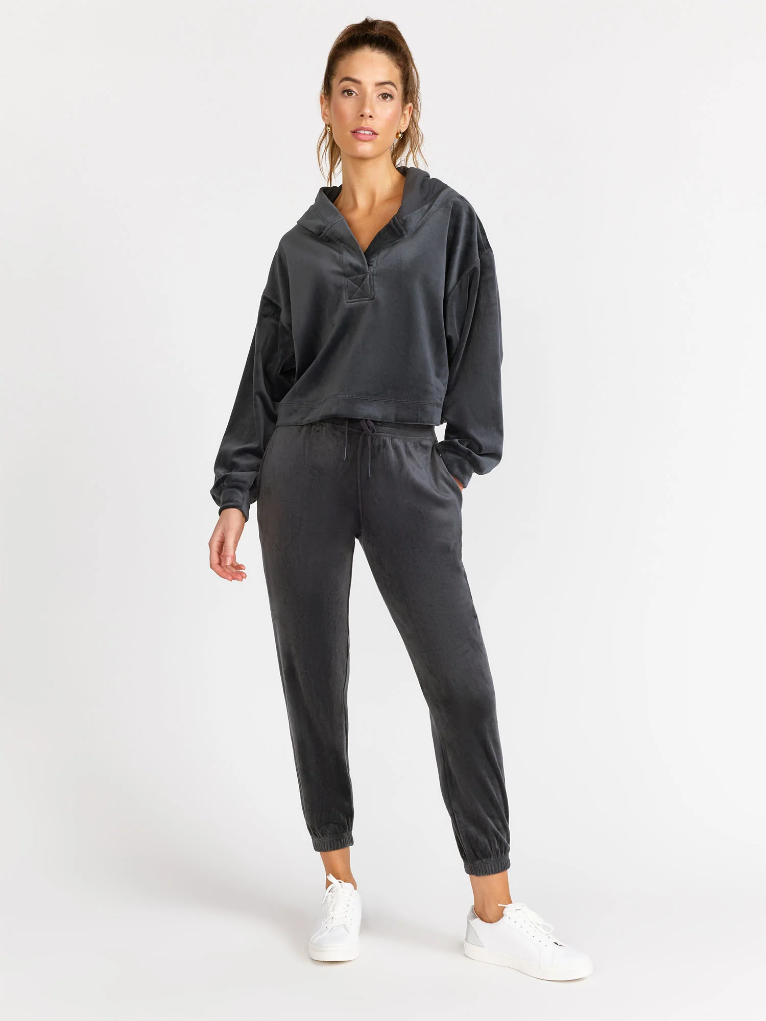Mono B Velour Jogger Pants, Grey - Brands We Love - Image 3
