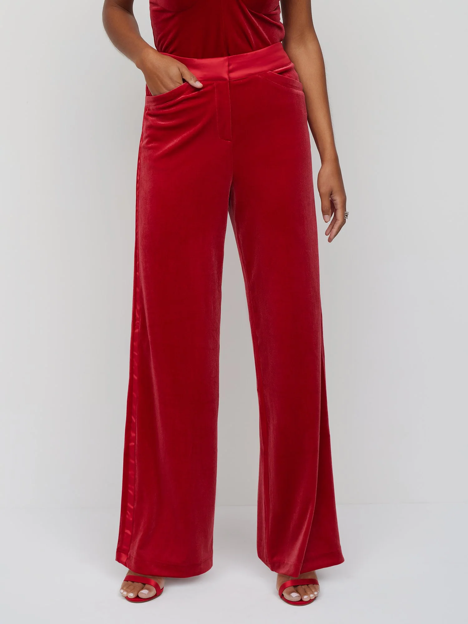 Velvet Side-Stripe Wide-Leg Pant - Image 3
