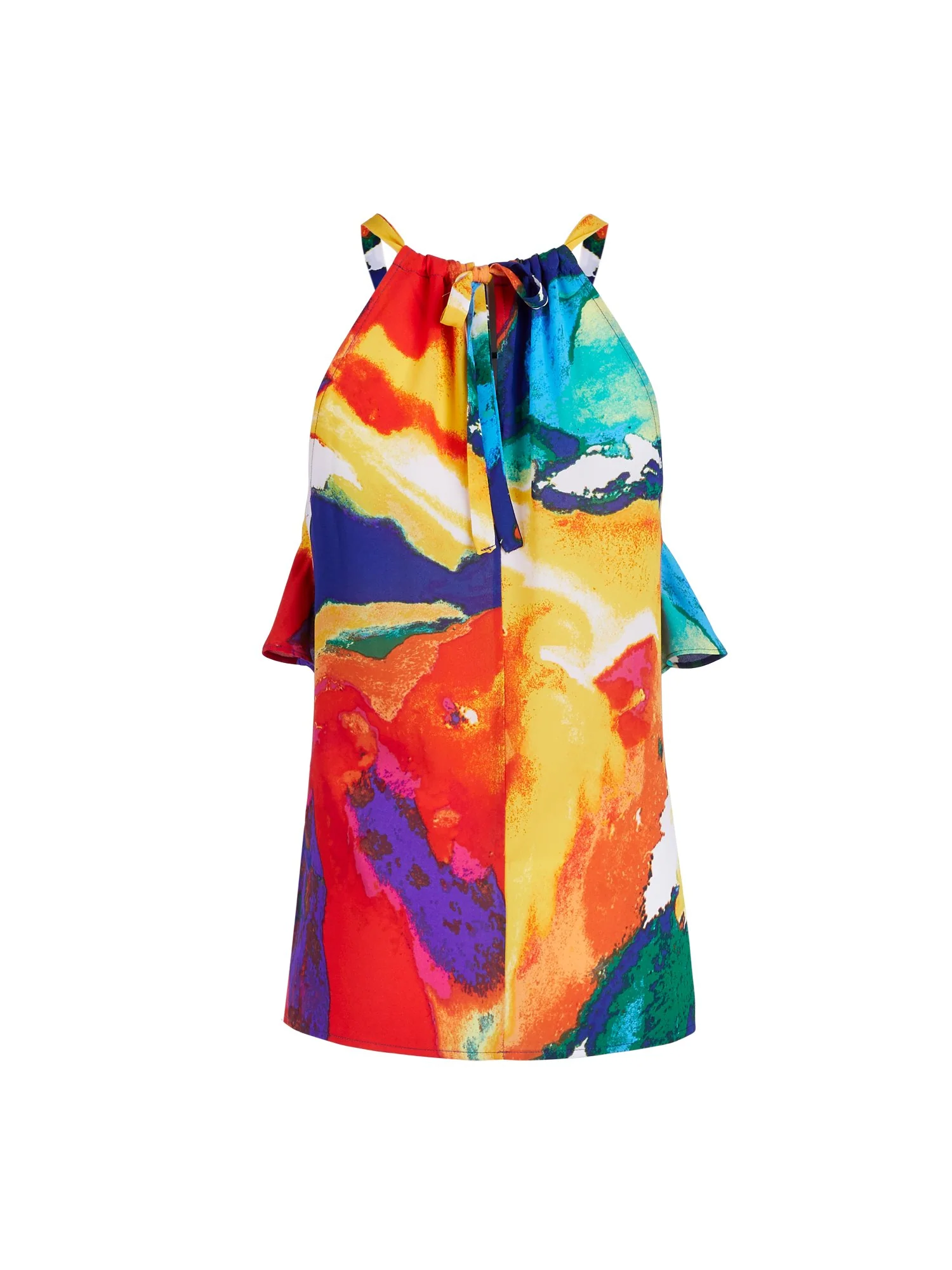 Watercolor Flounced Halter Top - Image 3