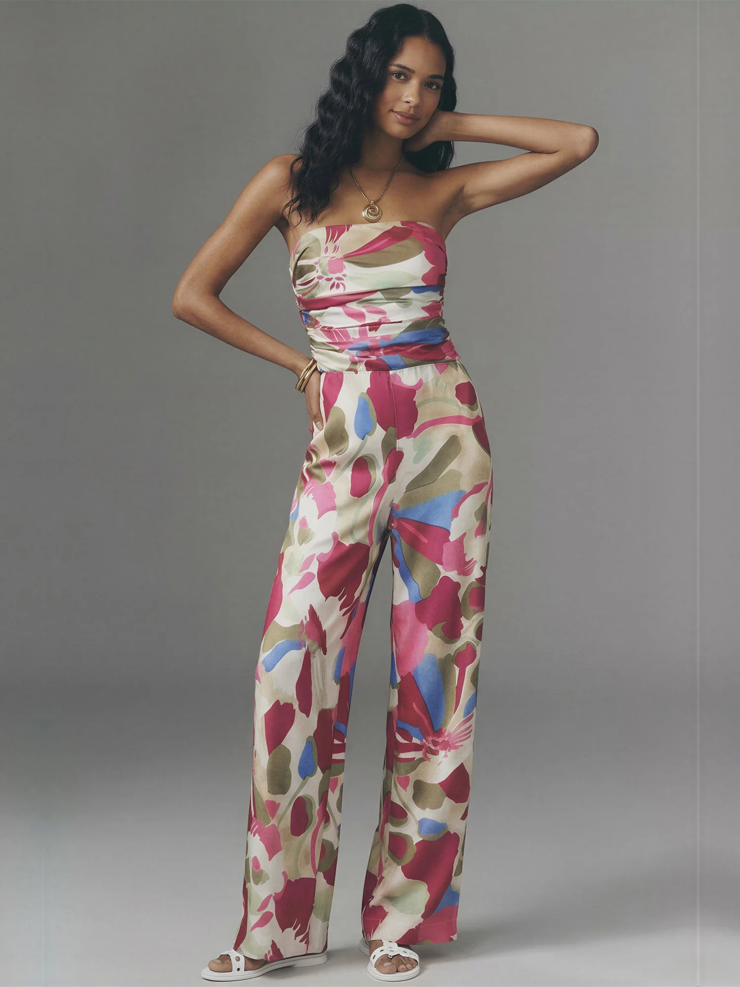 Watercolor Strapless Satin Top - Image 2