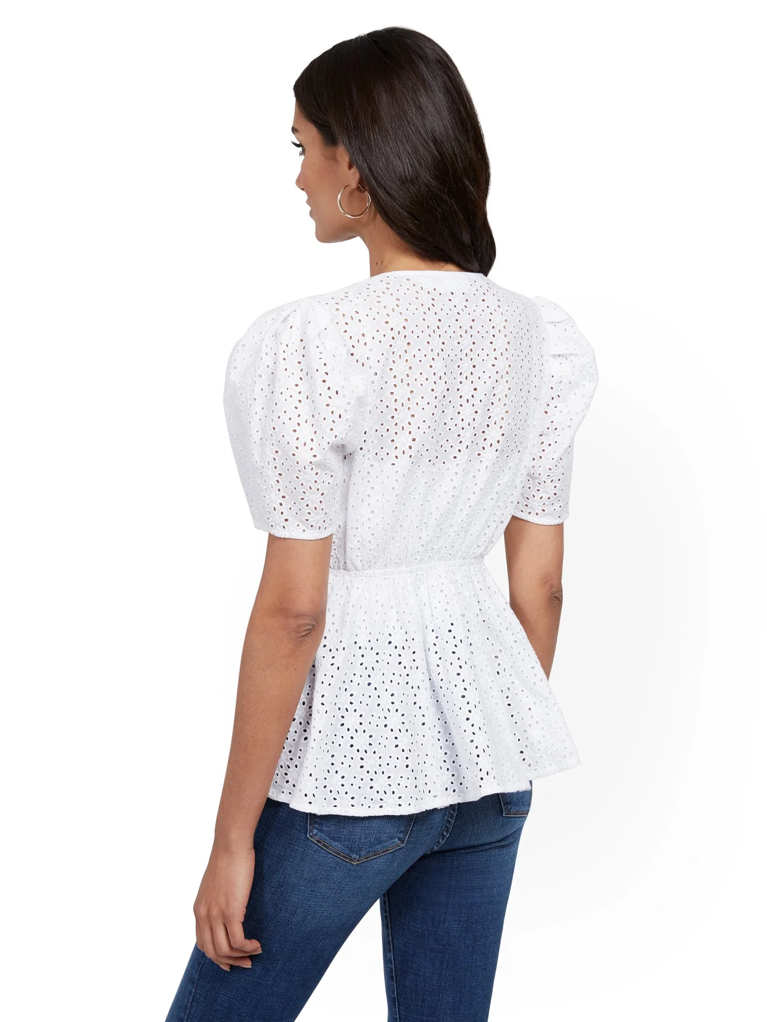 White Eyelet Peplum Top - 7th Avenue - Image 3