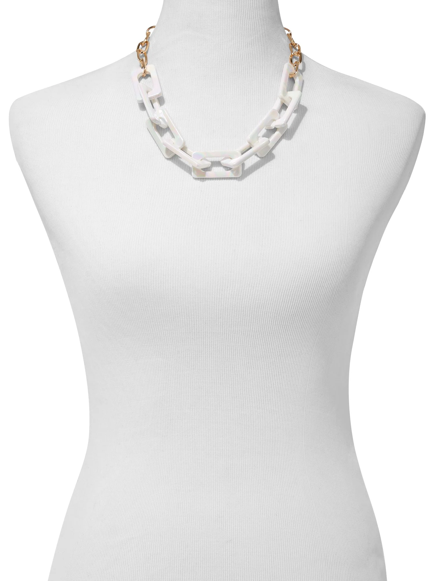 White Link Statement Necklace - Image 2