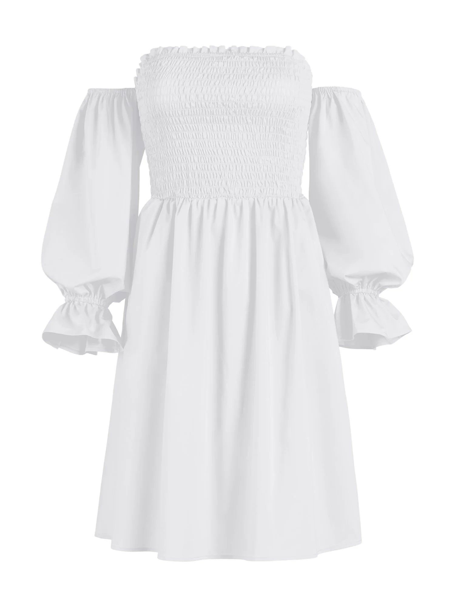 White Smocked Off-The-Shoulder Dress - Image 2