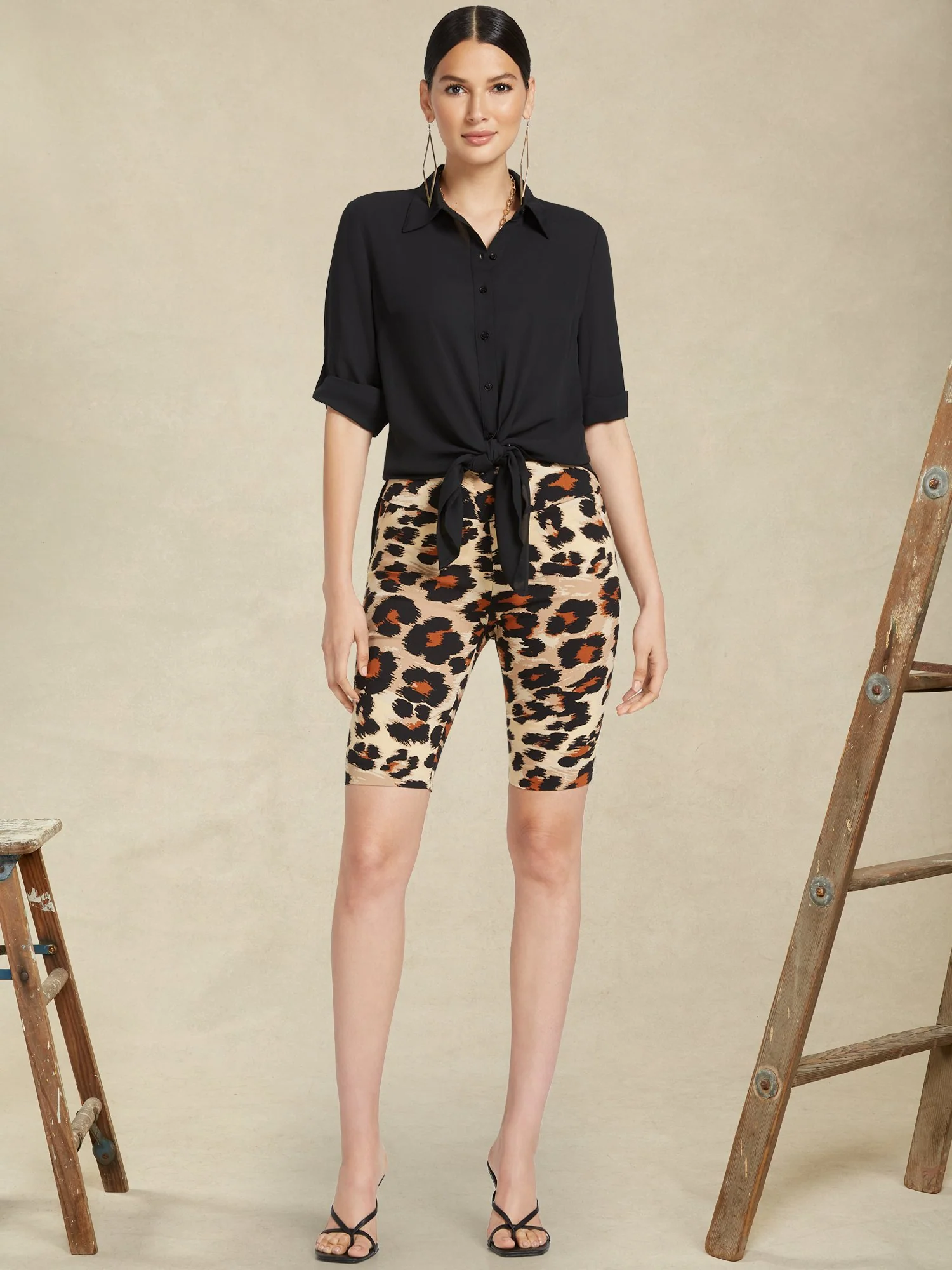Whitney High-Waisted Pull-On 11-Inch Short - Leopard-Print
