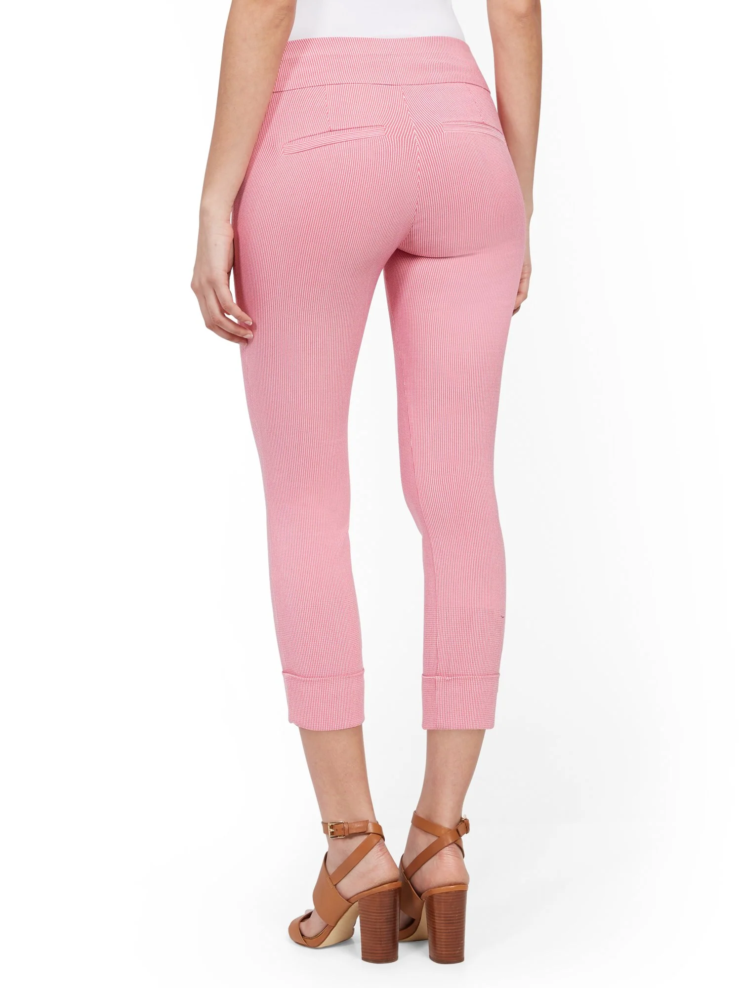 Whitney High-Waisted Pull-On Capri Pant - Pink Stripe - Image 3