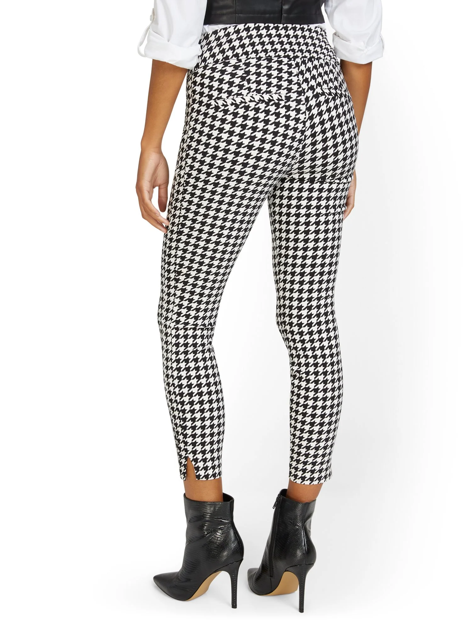 Whitney High-Waisted Pull-On Slim-Leg Ankle Pant - Houndstooth - Image 3