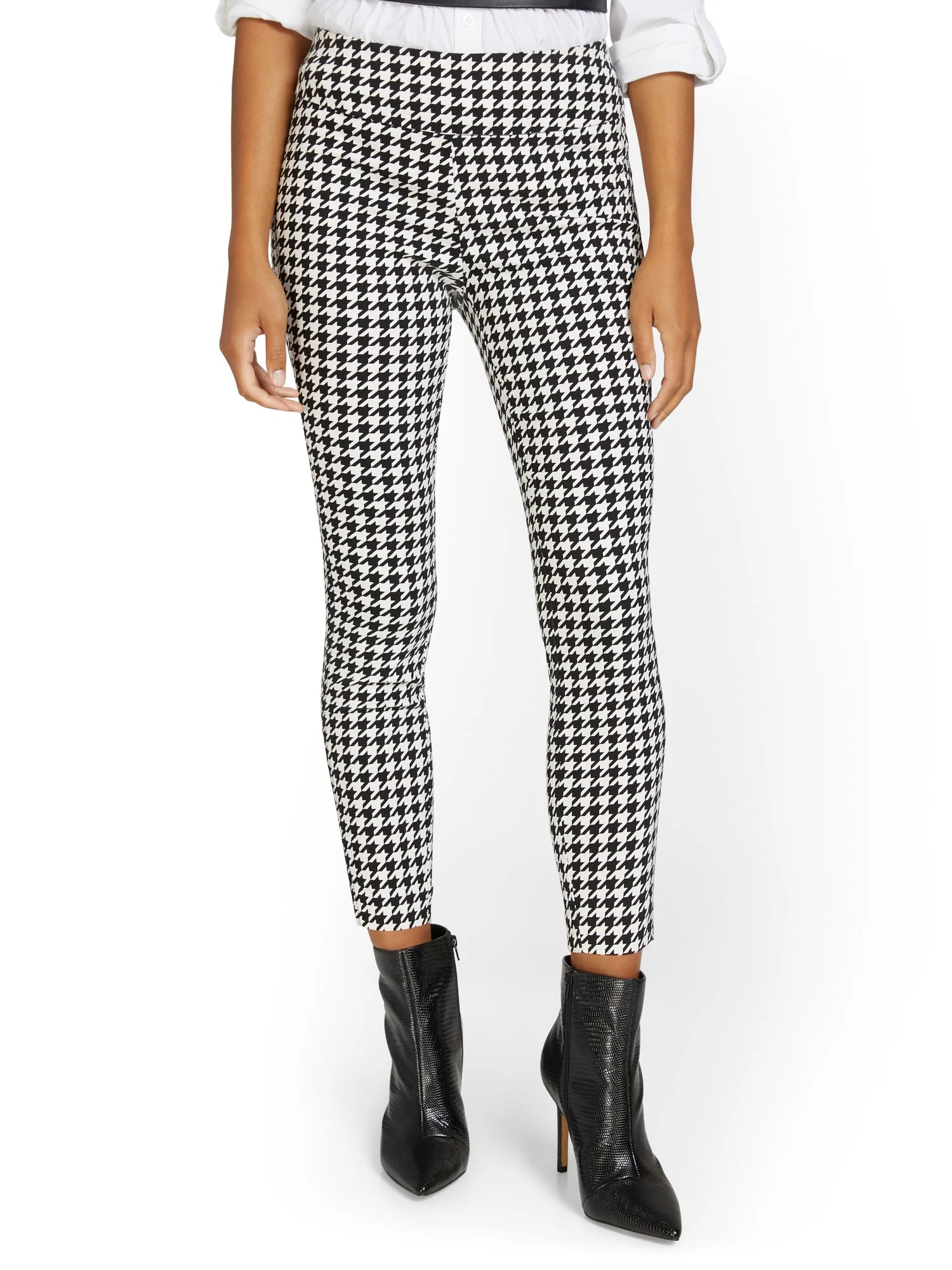 Whitney High-Waisted Pull-On Slim-Leg Ankle Pant - Houndstooth - Image 5