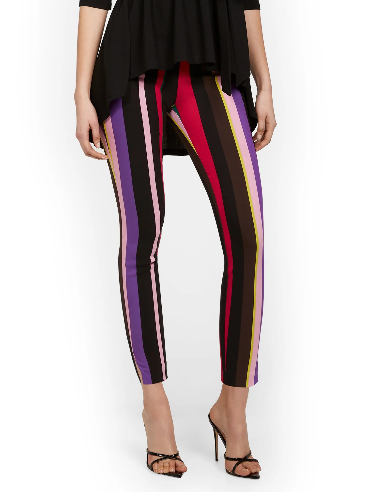 Whitney High-Waisted Pull-On Slim-Leg Ankle Pant - Multi-Stripe - Image 2