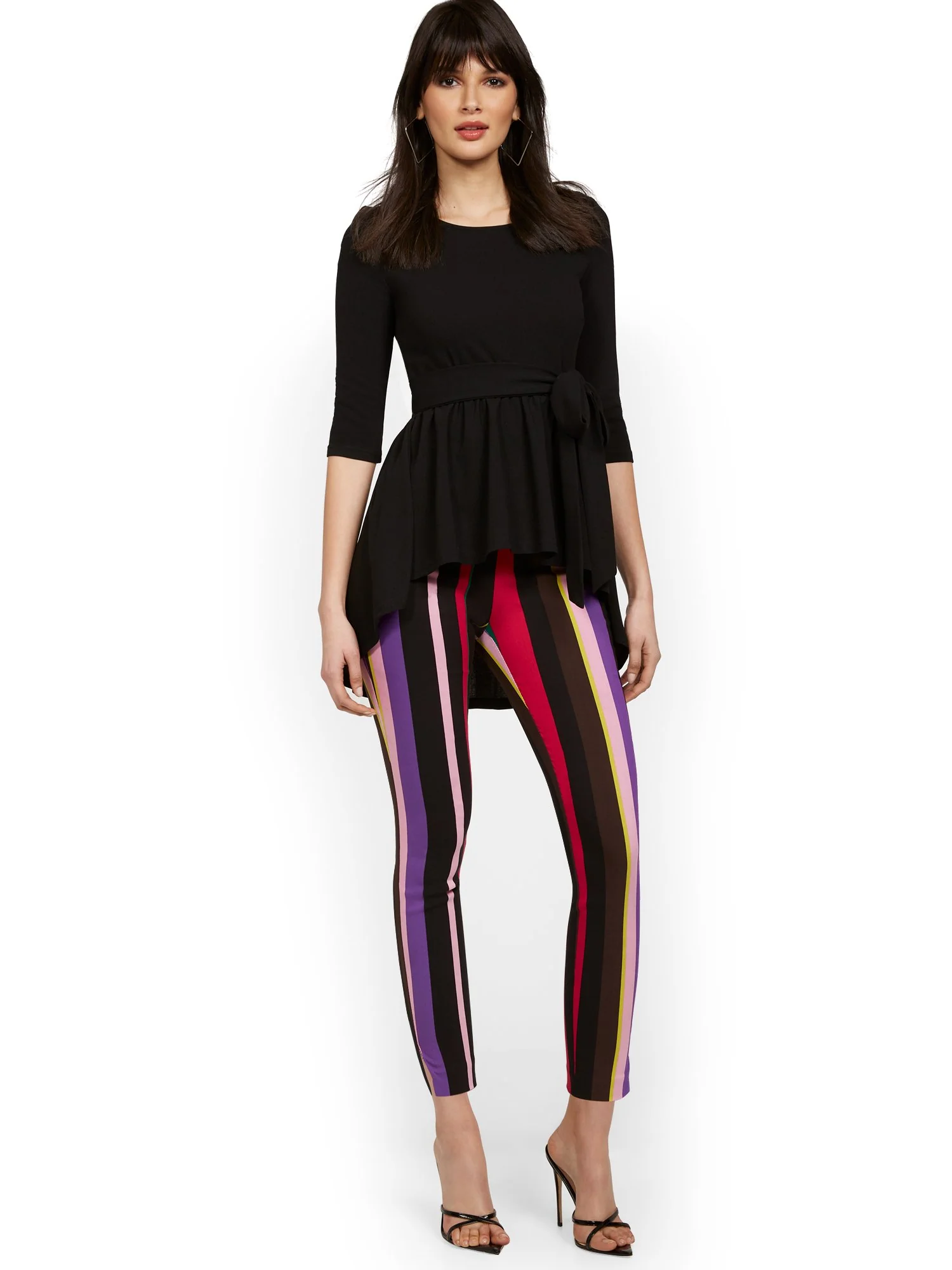 Whitney High-Waisted Pull-On Slim-Leg Ankle Pant - Multi-Stripe - Image 4