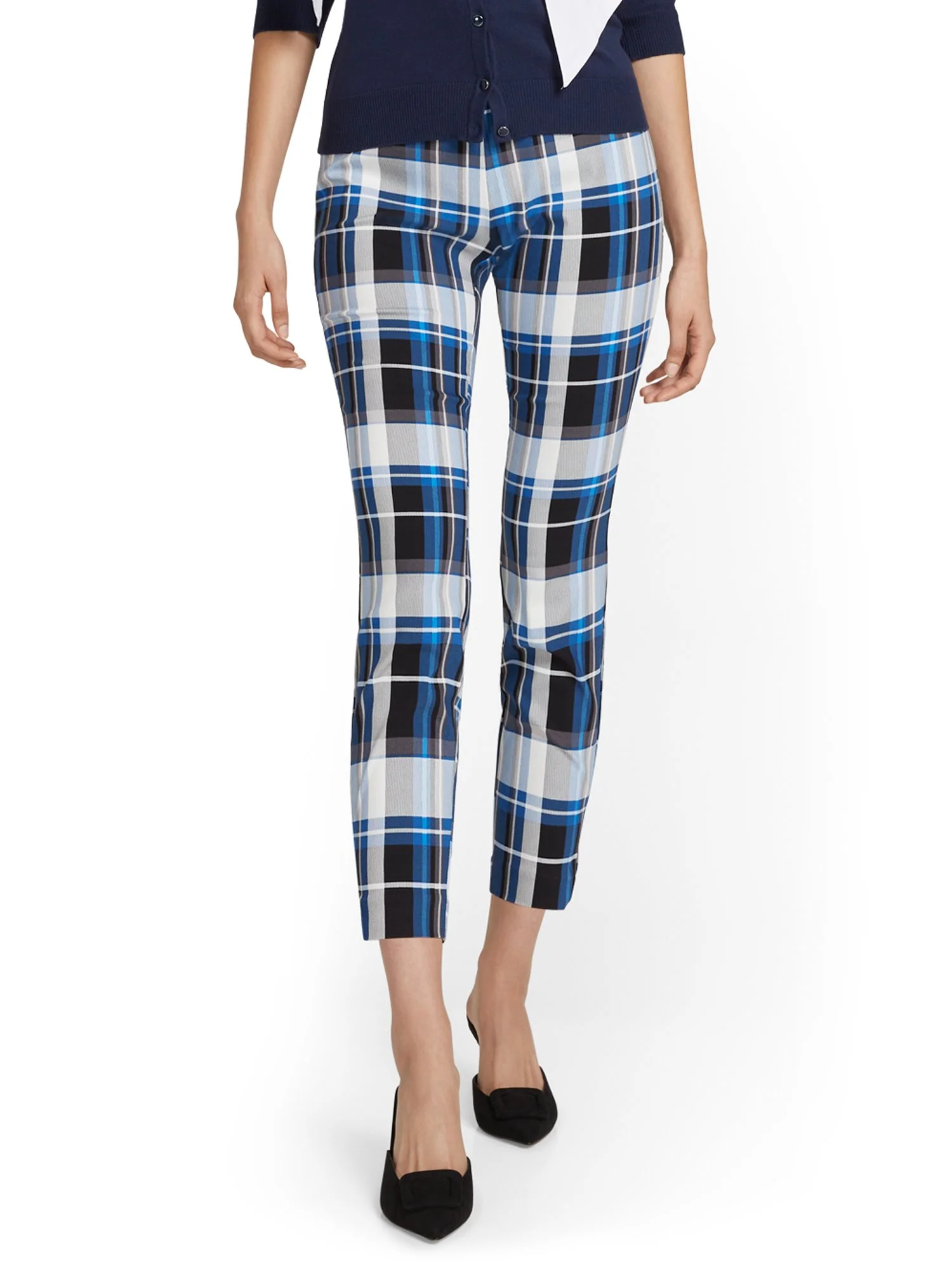 Whitney High-Waisted Pull-On Slim-Leg Ankle Pant - Plaid - Image 2
